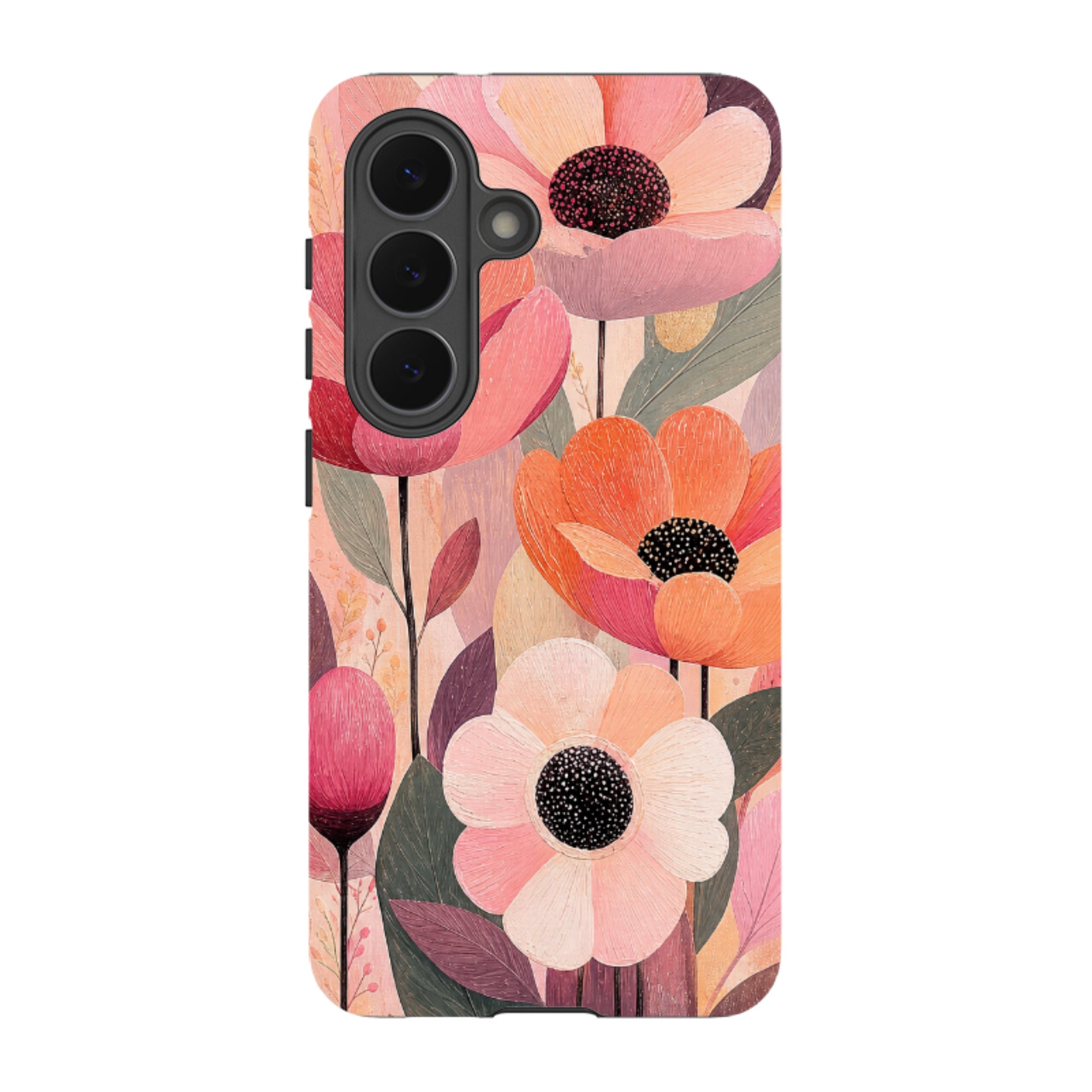 Samsung Tough Case - Peach Woodgrain Floral