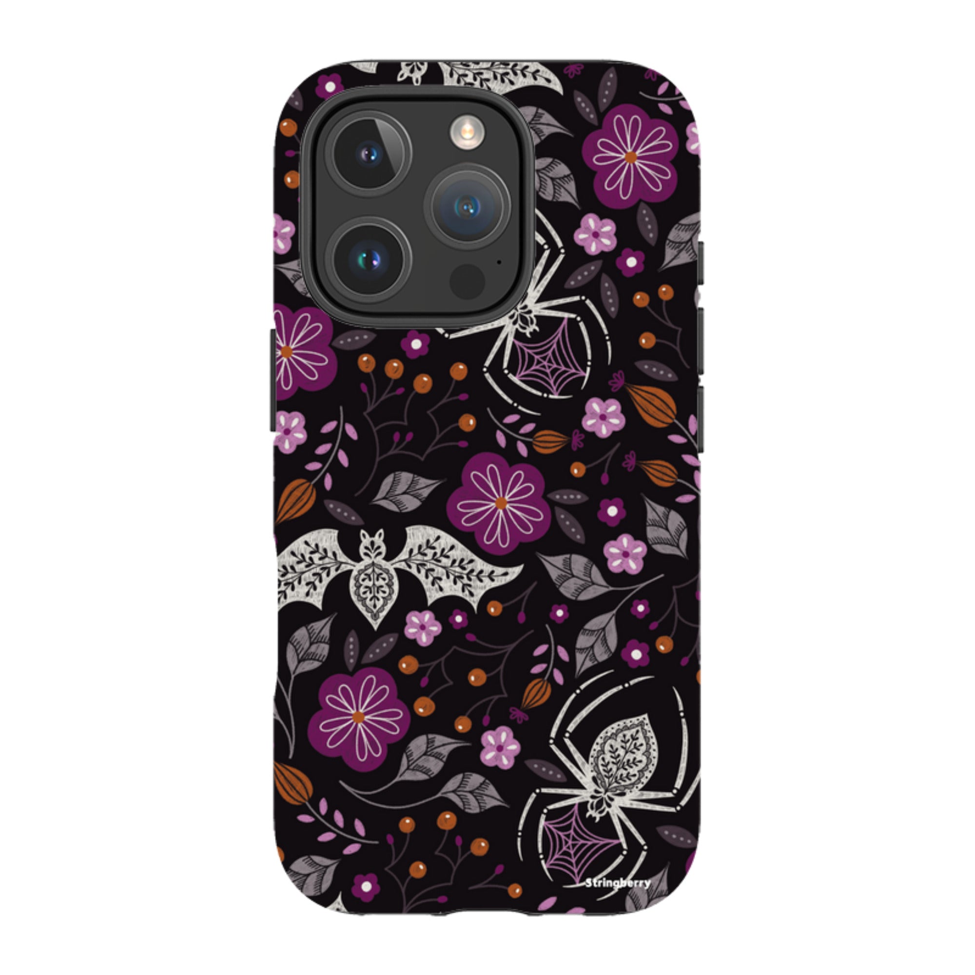 iPhone MagSafe Tough Case -  Spider Bat Pattern Black By Jenny Zemanek