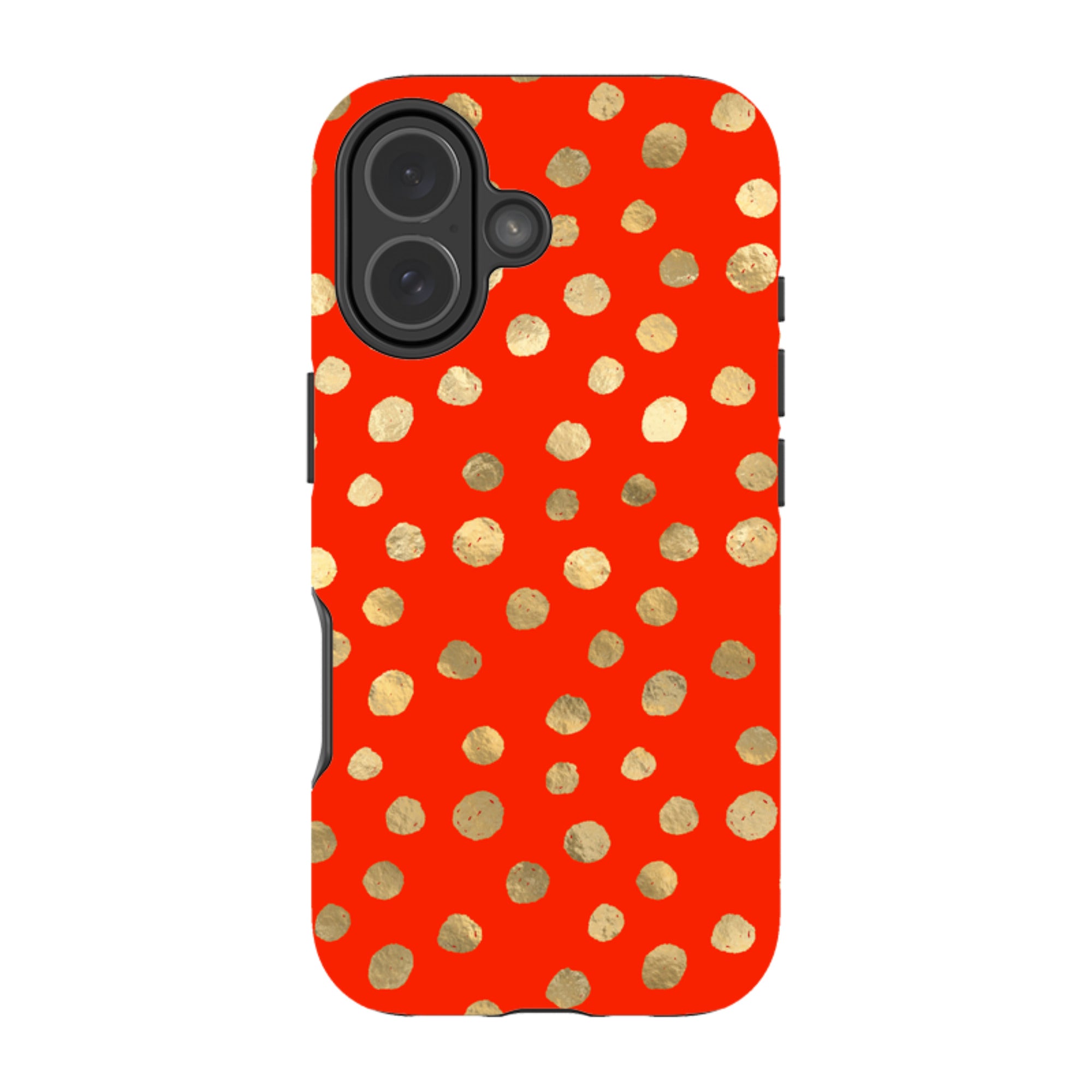 iPhone Tough Case - Red and Golden Dots