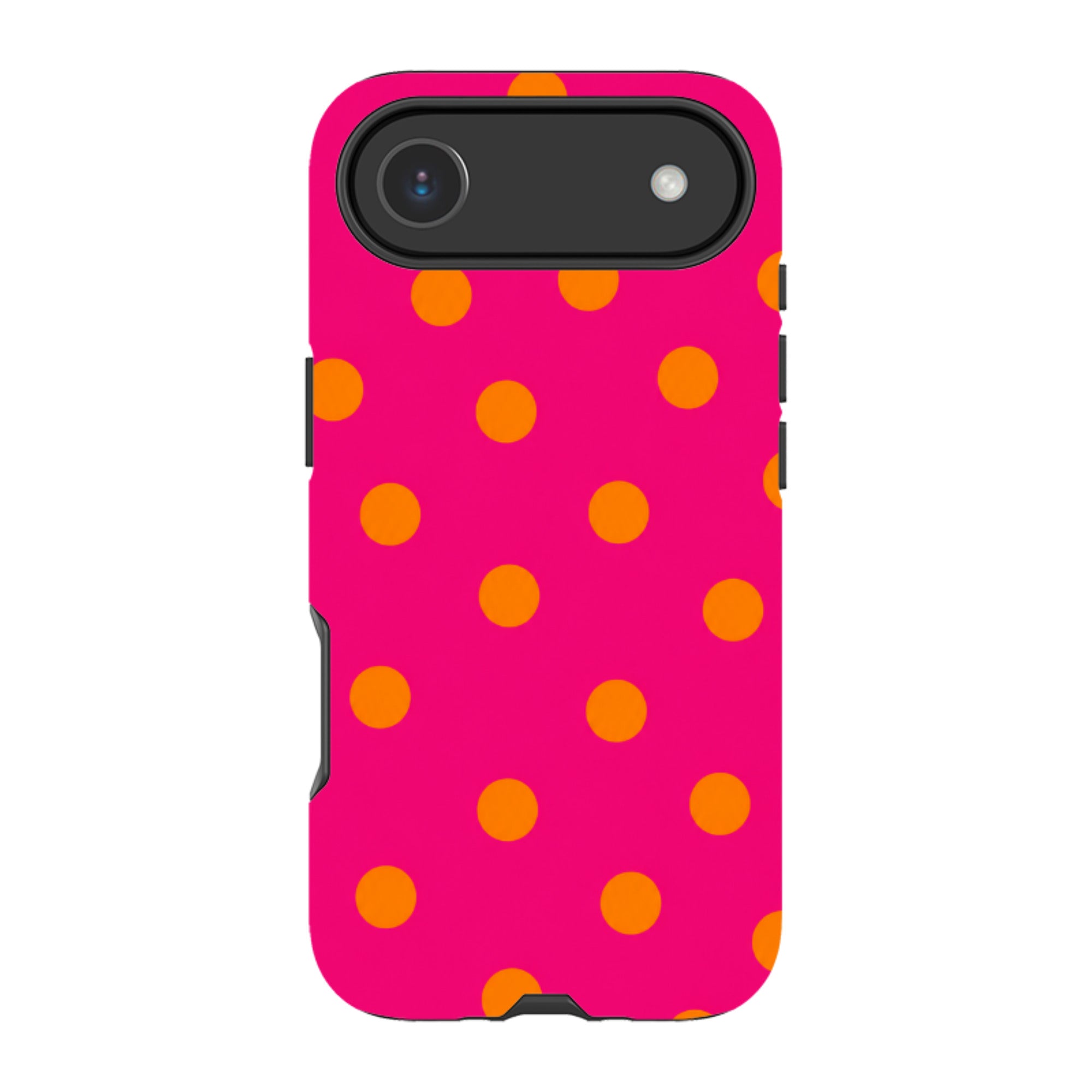 iPhone Tough Case - Hot Pink & Orange Polka Dot