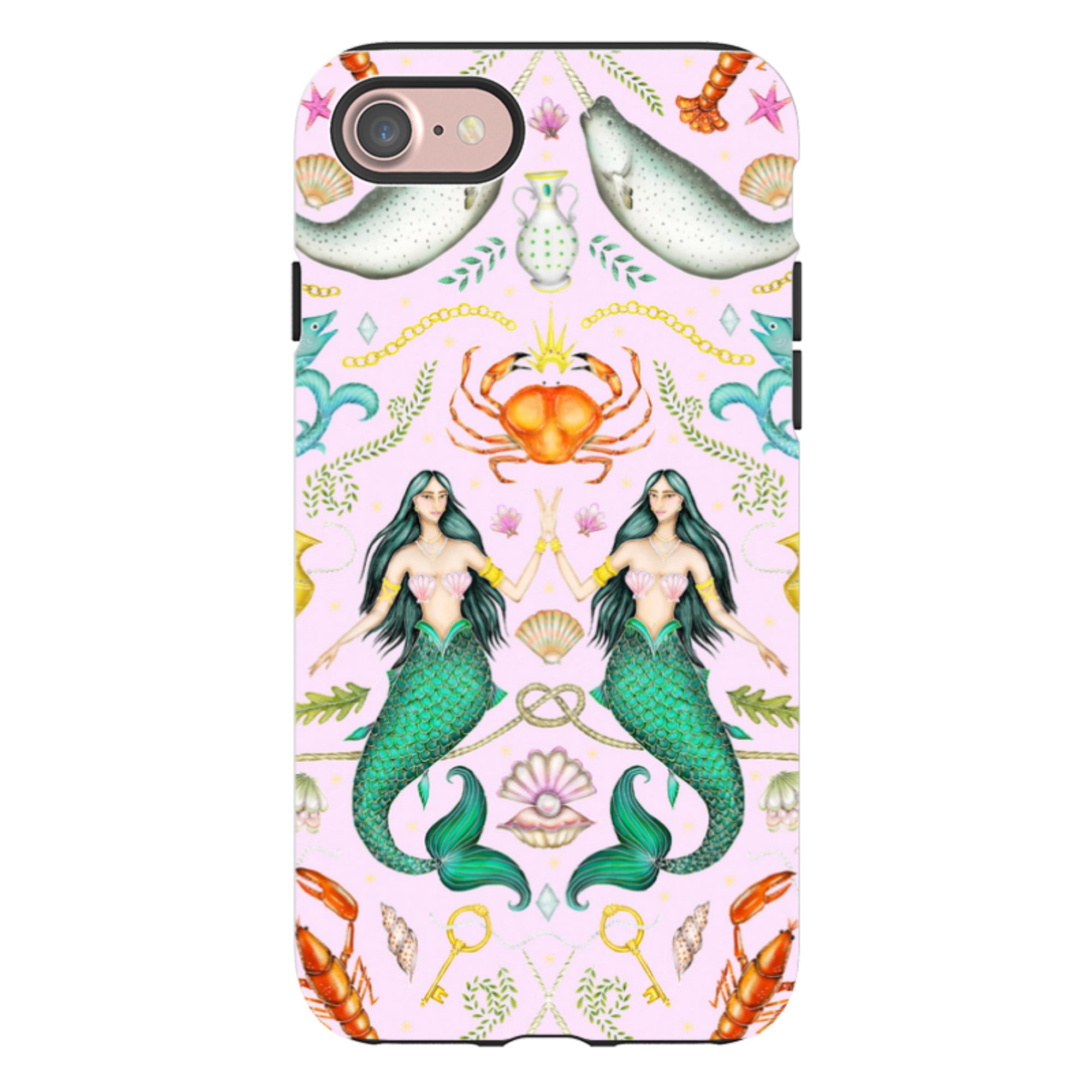 iPhone Tough Case - Tritons Treasure Pink By Catherine Rowe