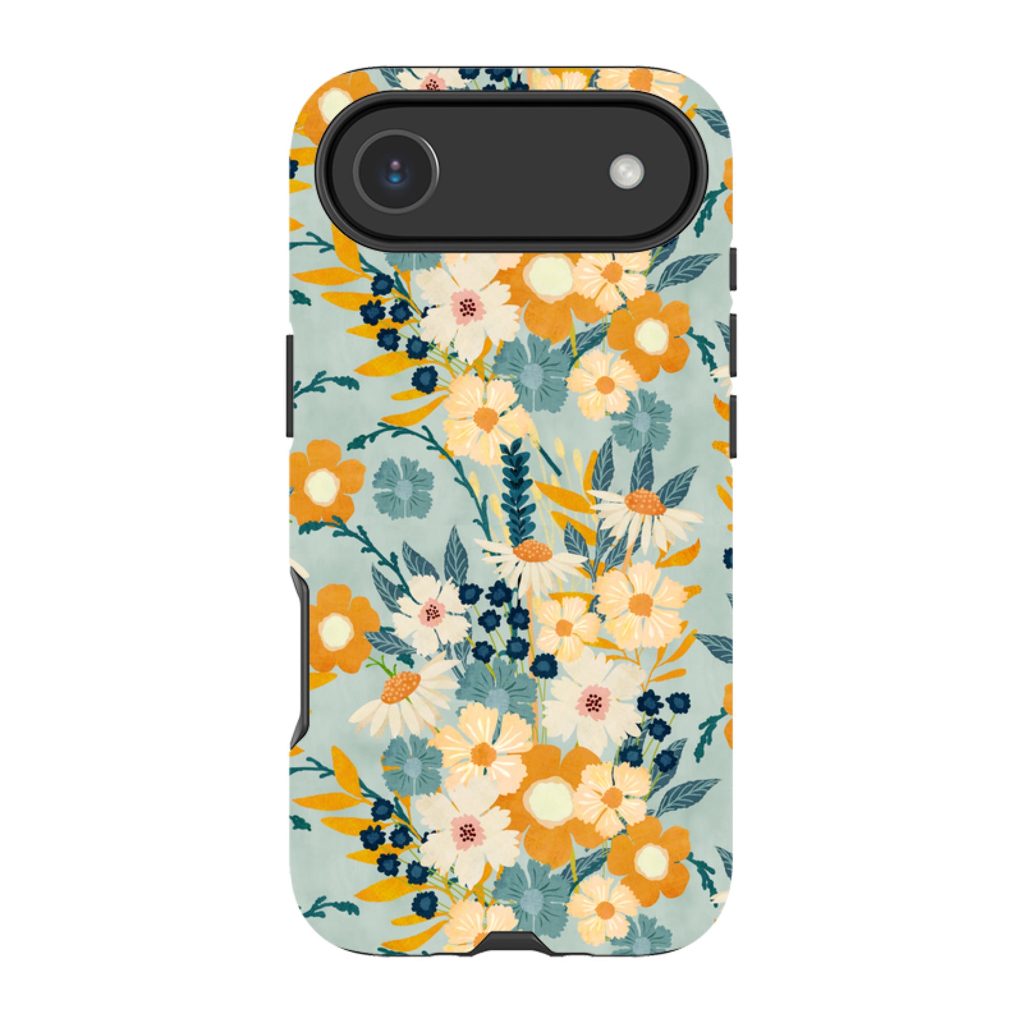 iPhone Tough Case - Yellow And Blue Floral By Katherine Quinn