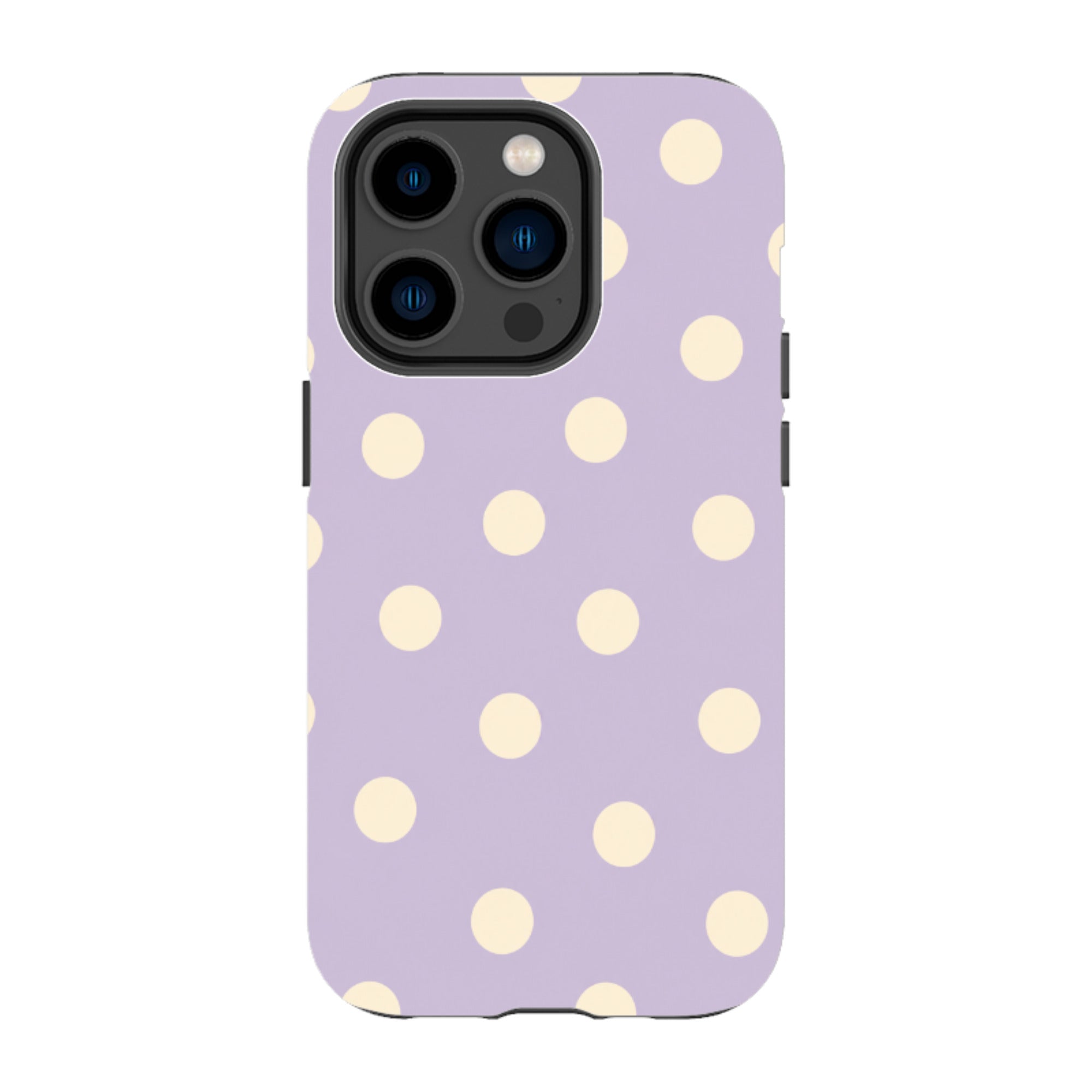 iPhone Tough Case - Pastel Purple & Cream Polka Dot