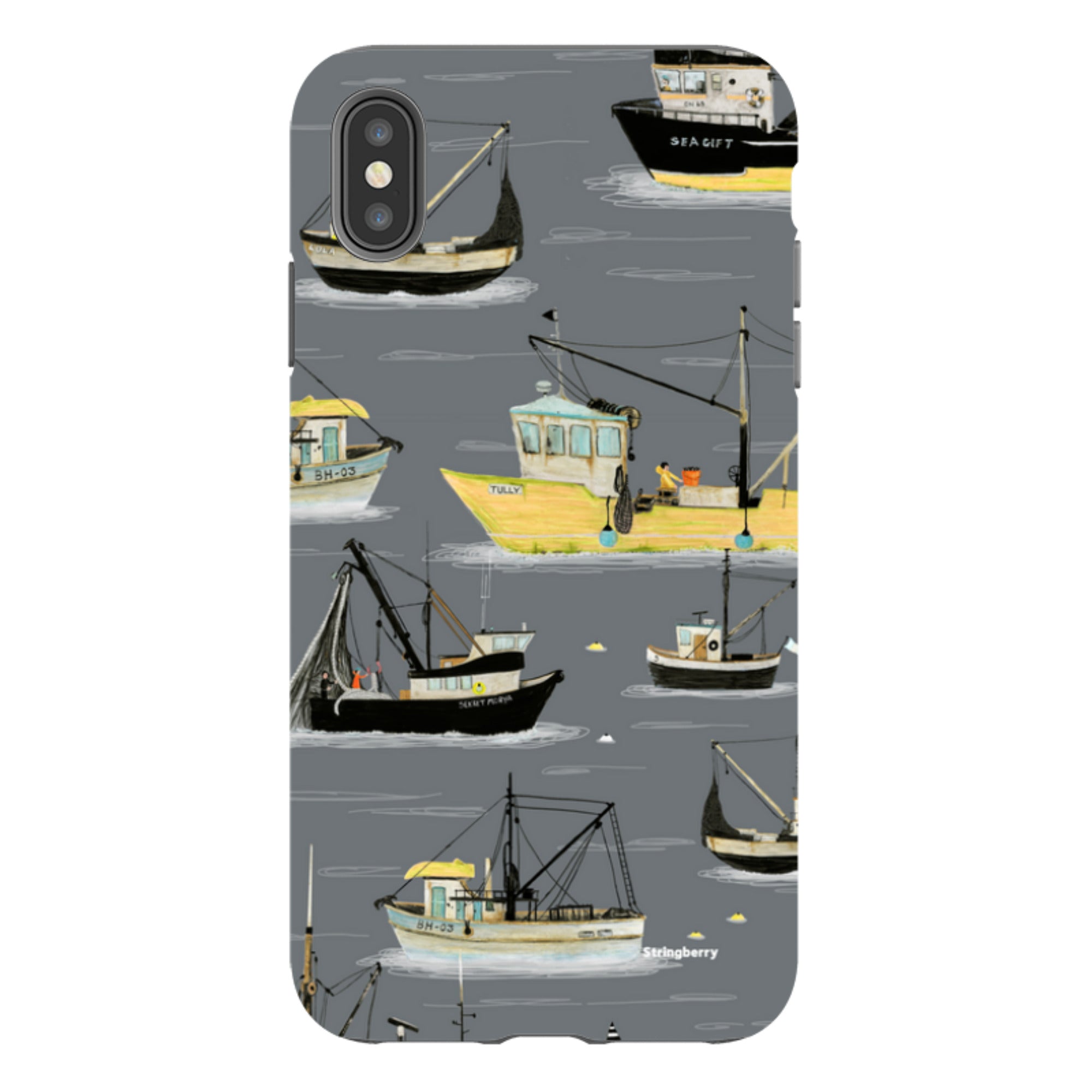 iPhone Tough Case - Fishing Boats Grey By Katherine Quinn