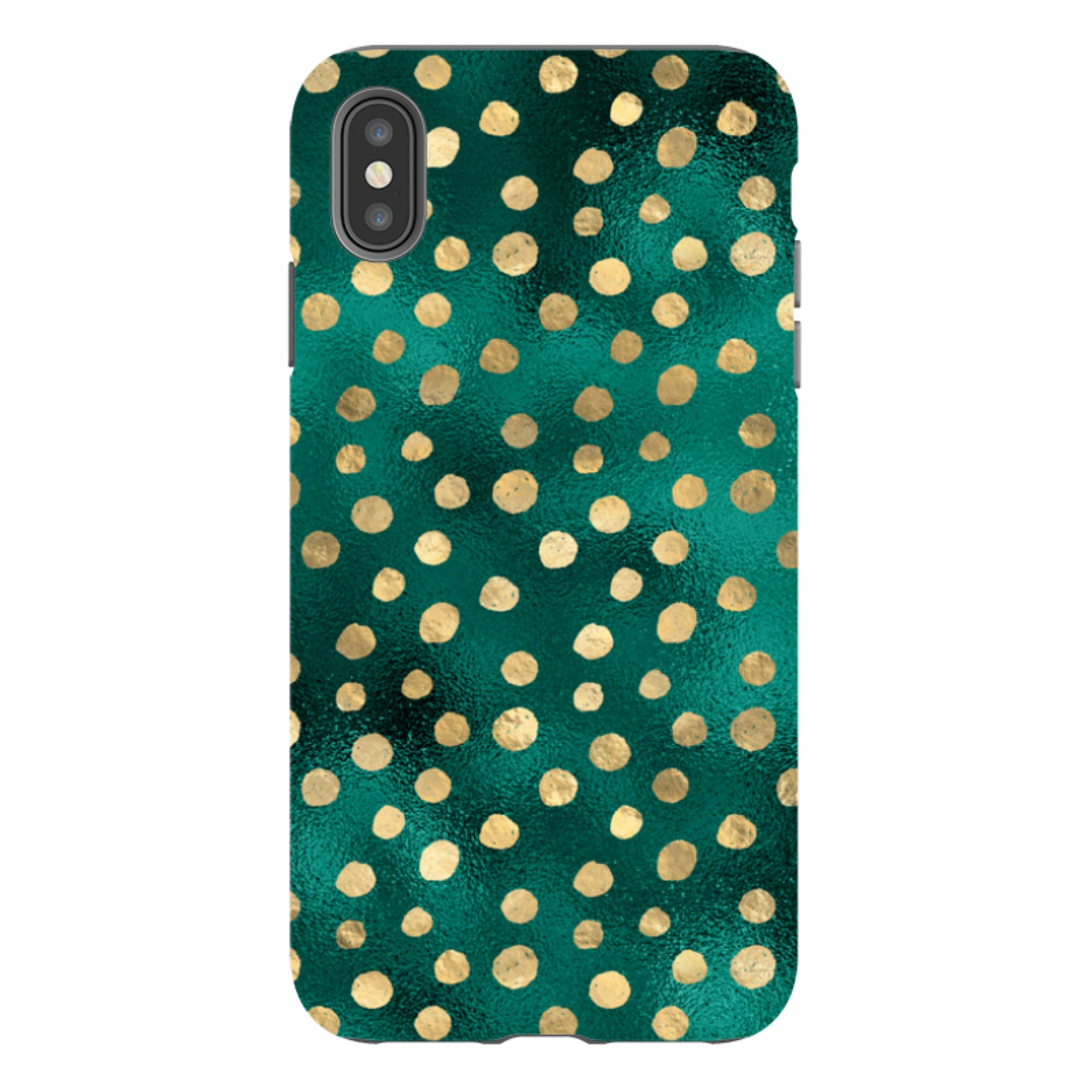 iPhone Tough Case - Forest and Gold Dots