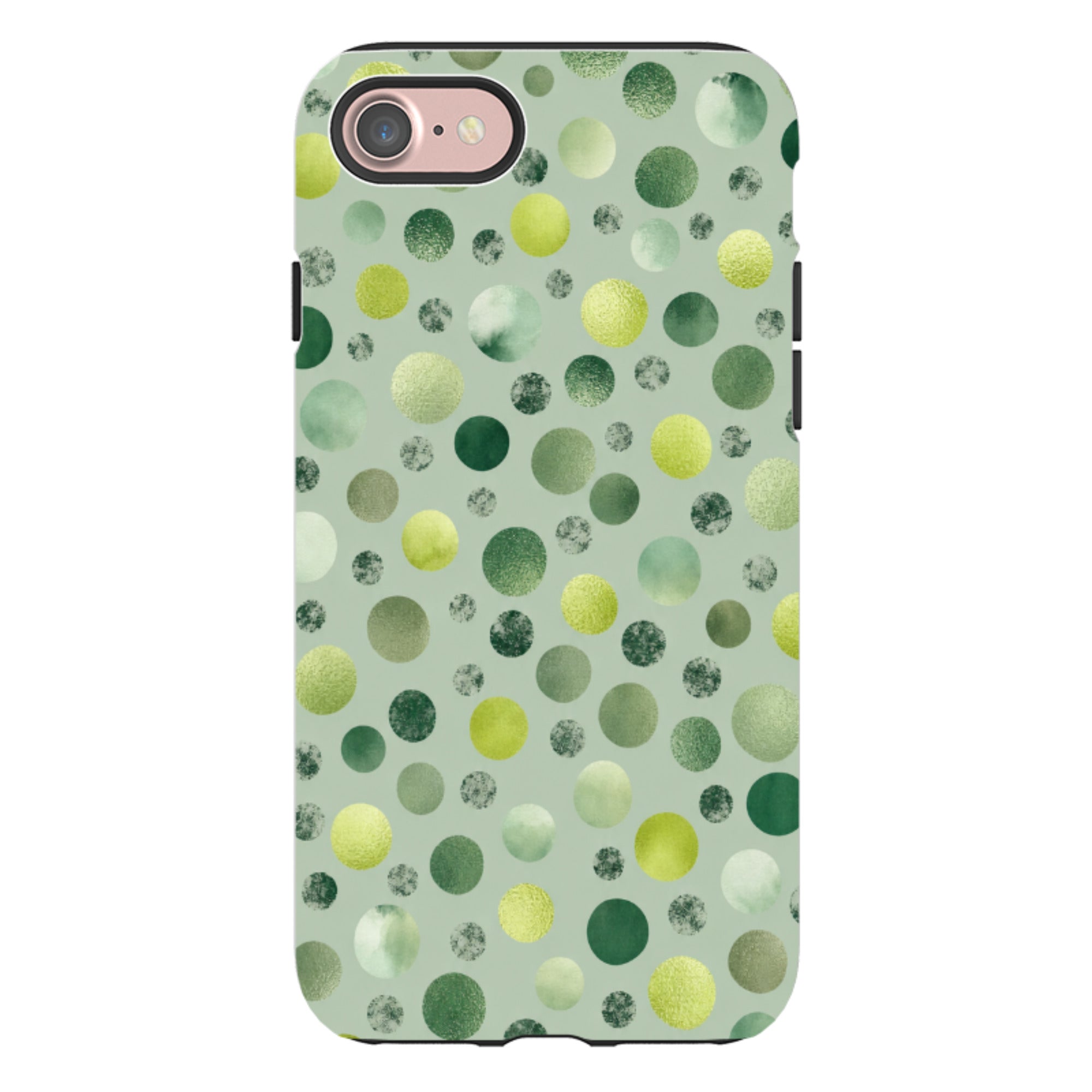 iPhone Tough Case - Sage Green Polka Dot