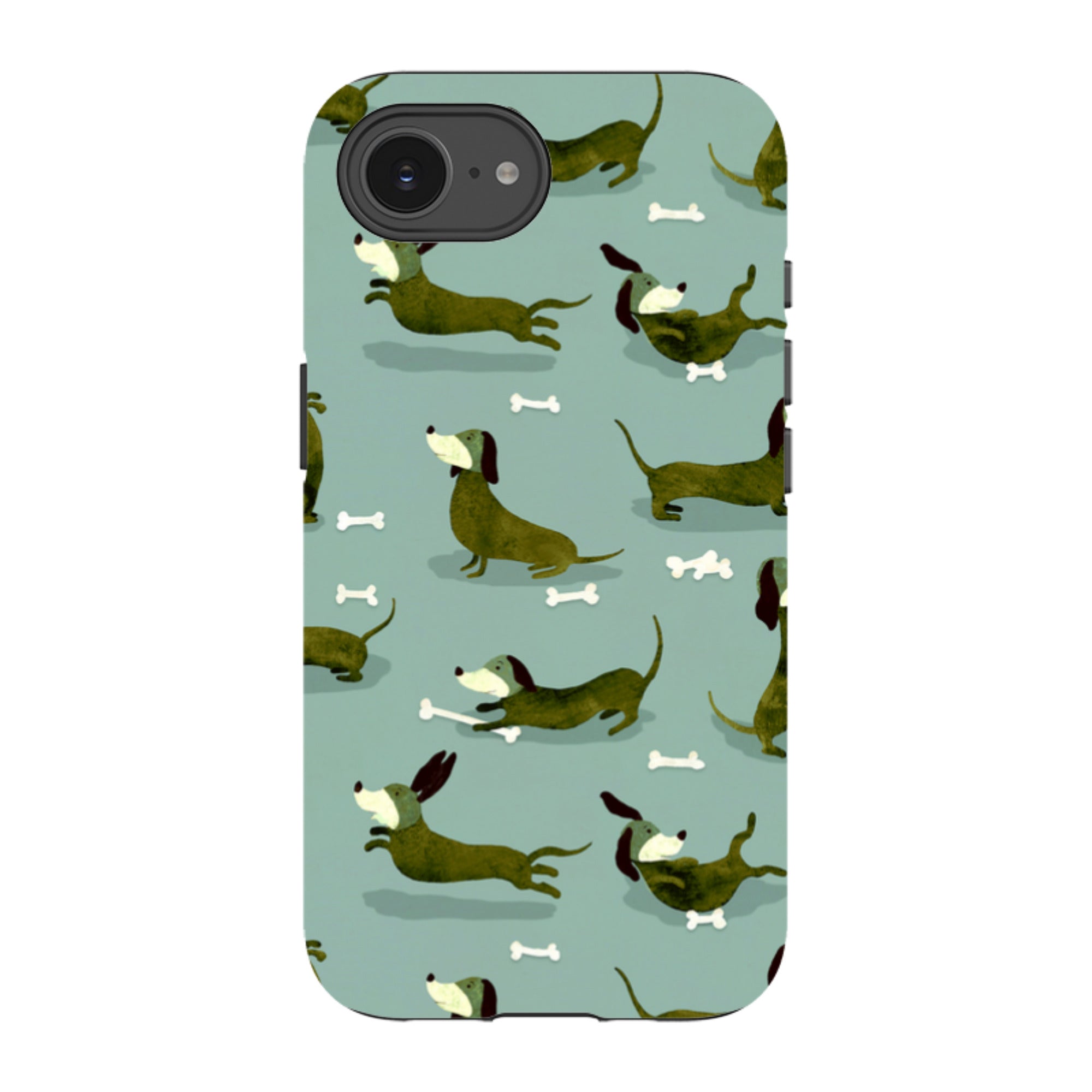 iPhone Tough Case - Dash Dogs Green By Katherine Quinn