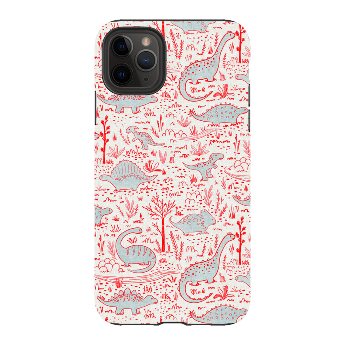 iPhone Tough Case - Dinosaur line Red and Blue By Katherine Quinn