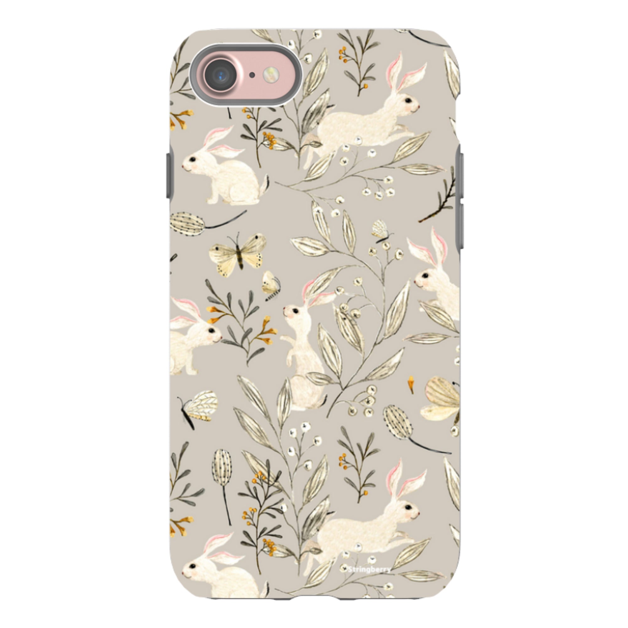 iPhone Tough Case - Bunnies Grey By Katherine Quinn