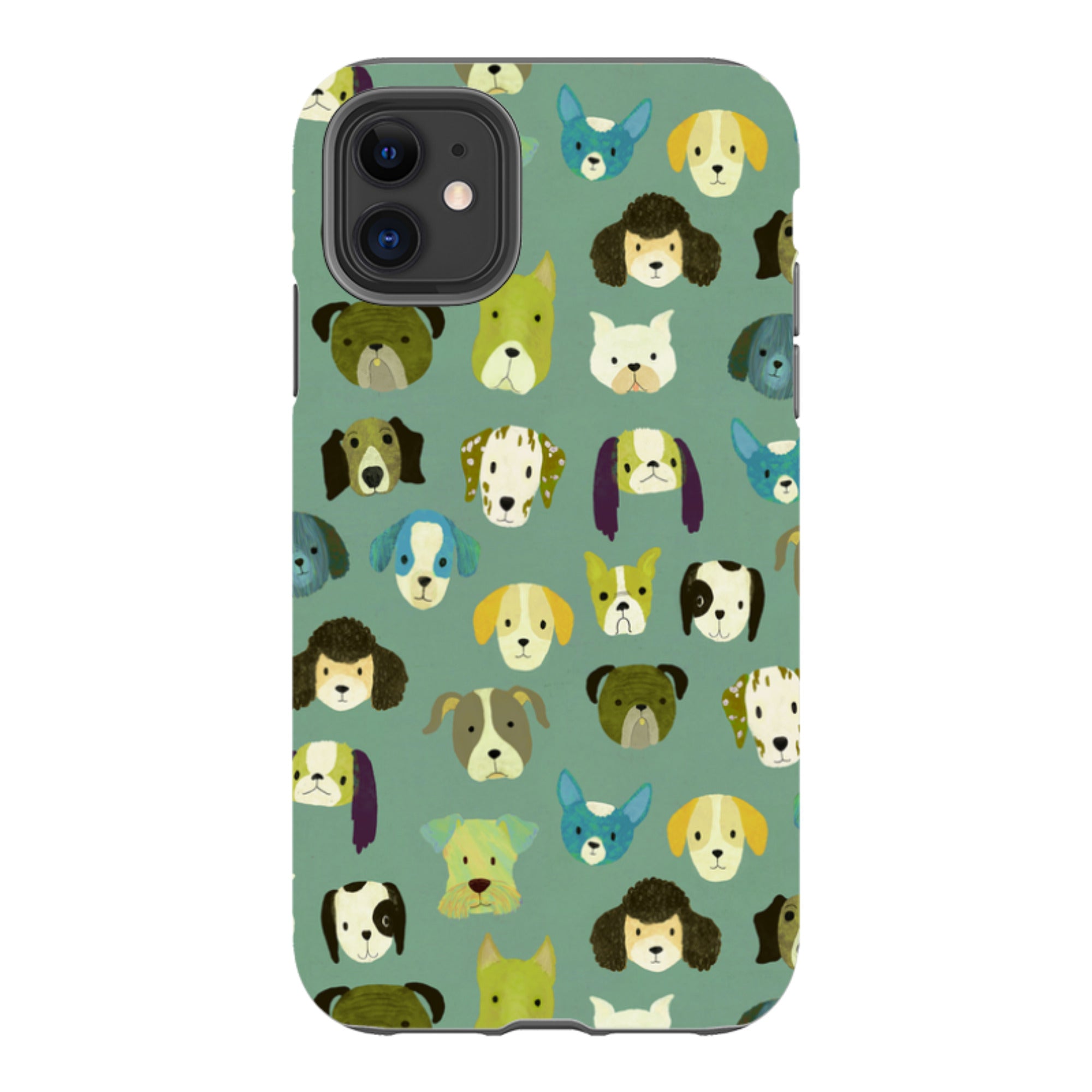 iPhone Tough Case - Dog Heads Green By Katherine Quinn