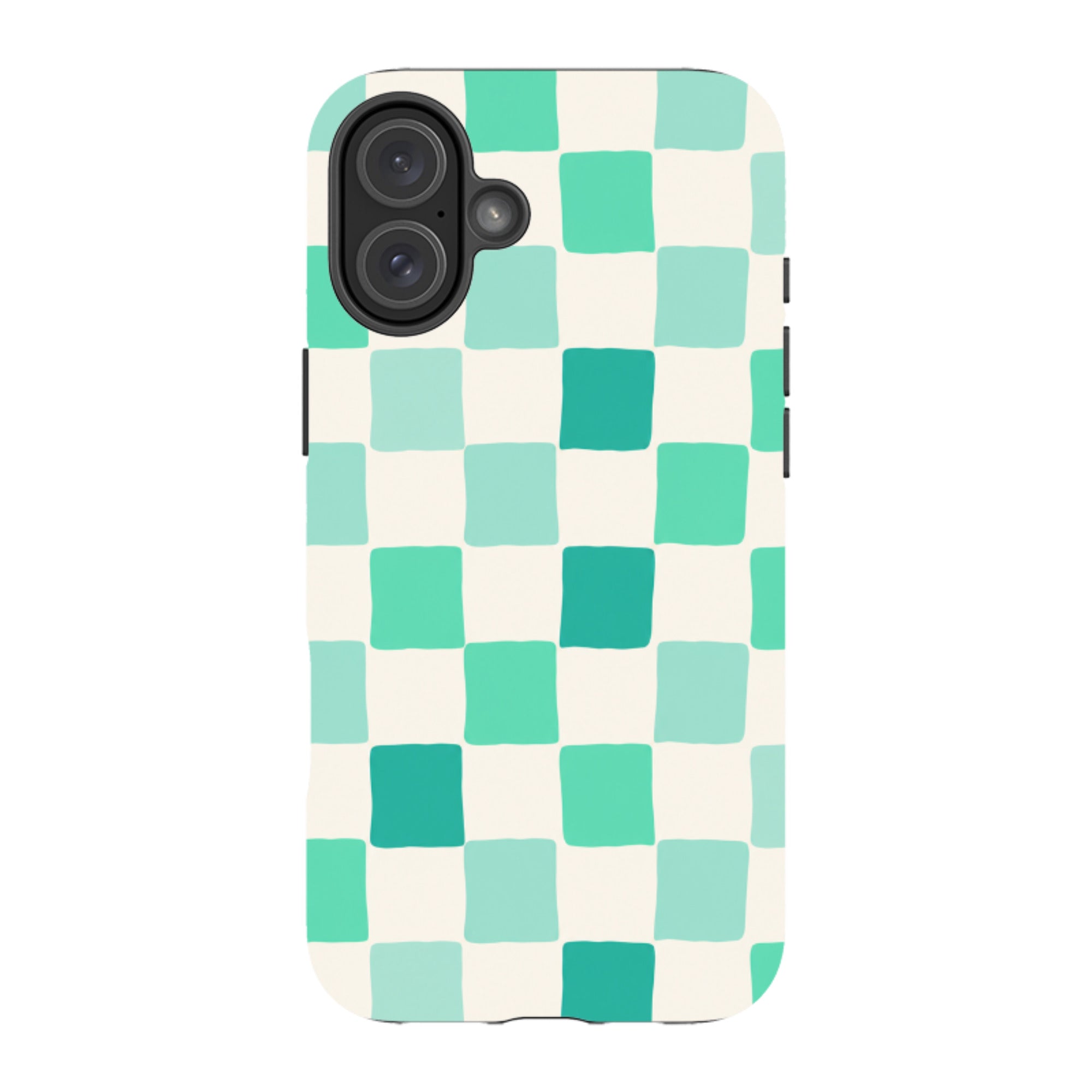 iPhone Tough Case - Mint Green Checkerboard