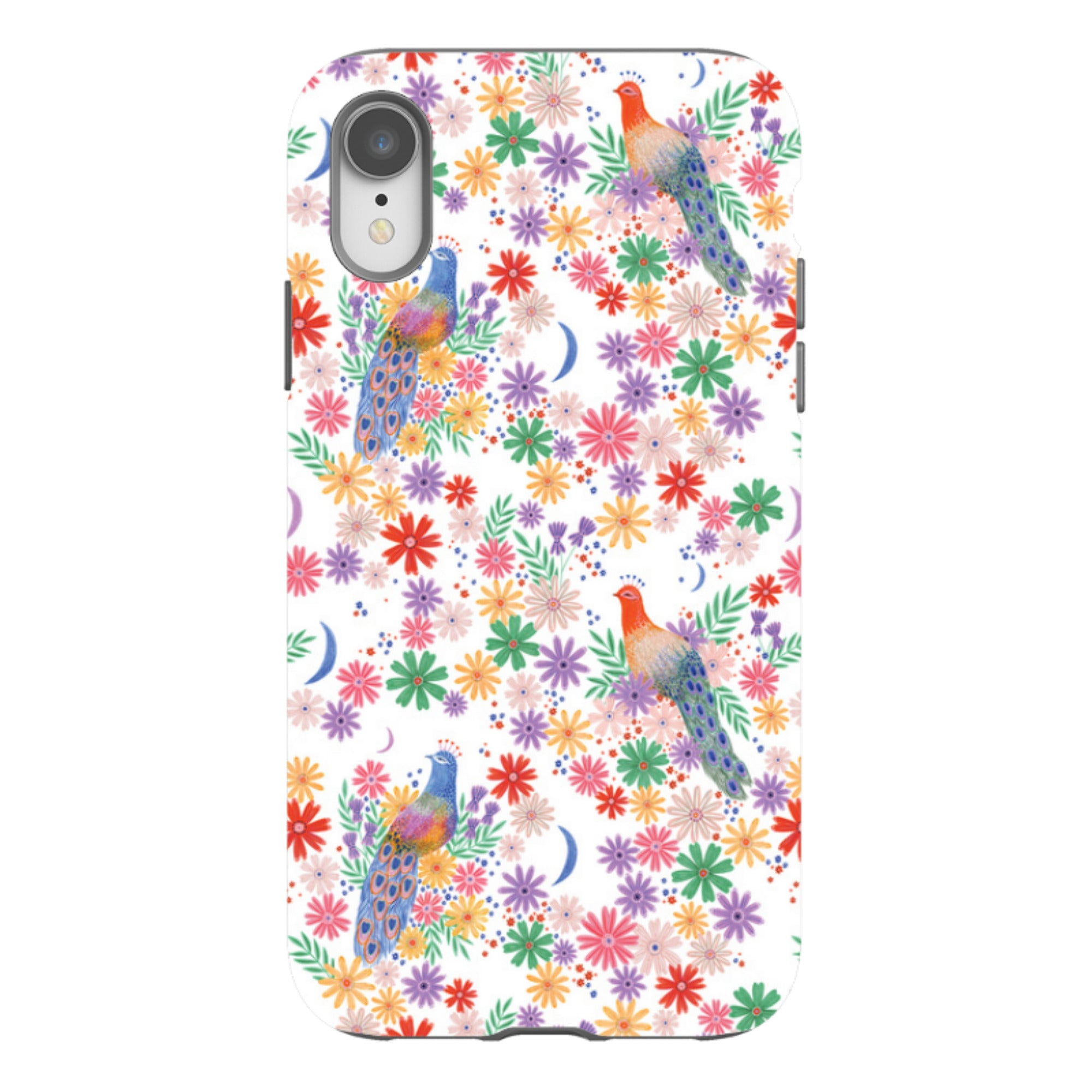 iPhone Tough Case - Peacock Pattern White By Lee Foster Wilson