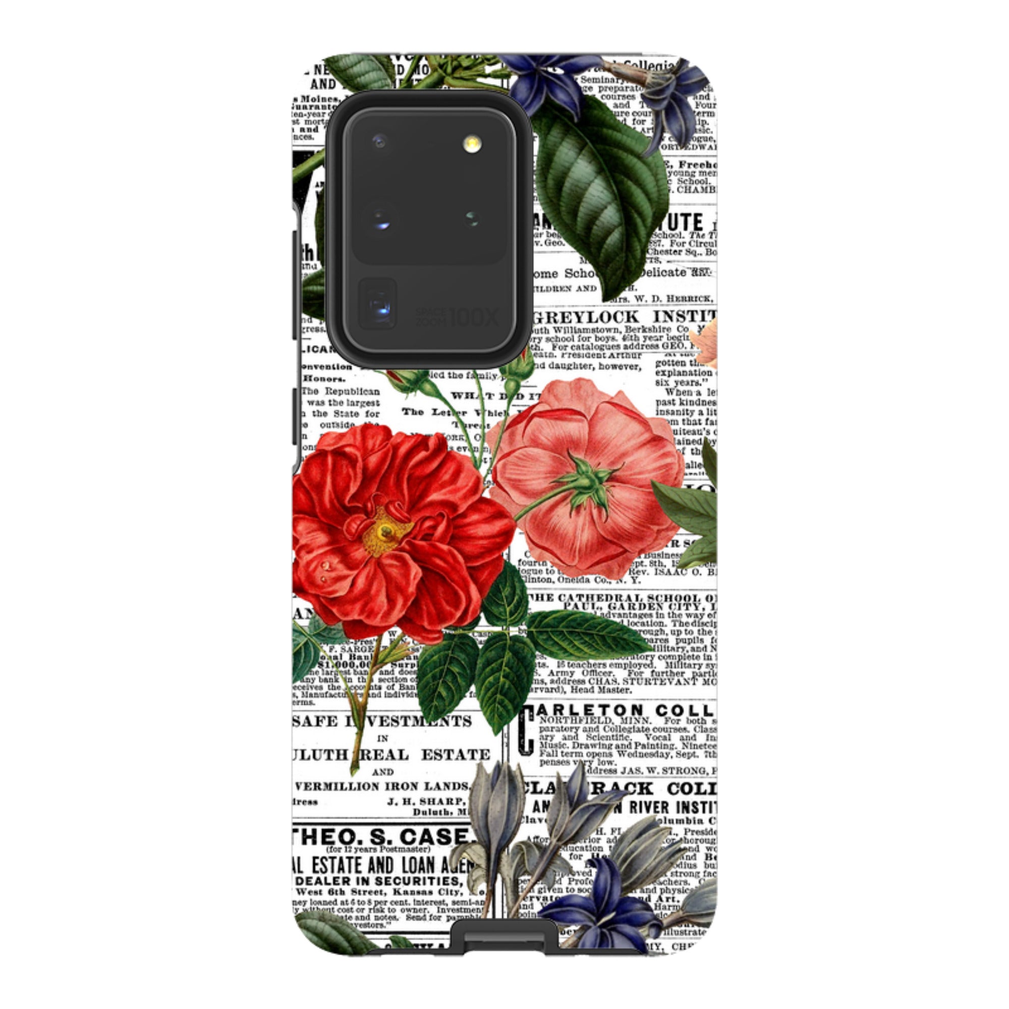 Samsung Tough Case - Floral Newsprint
