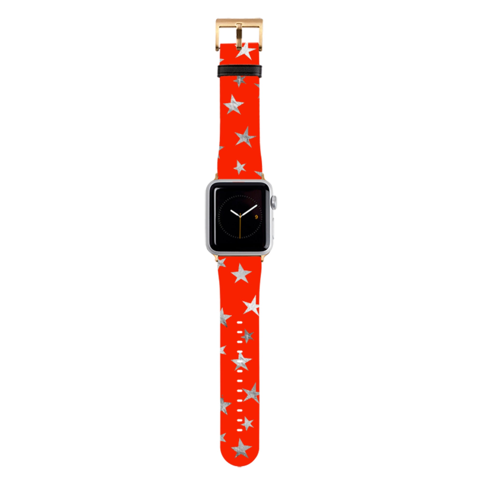 Red and Silver Stars Apple Watch Strap