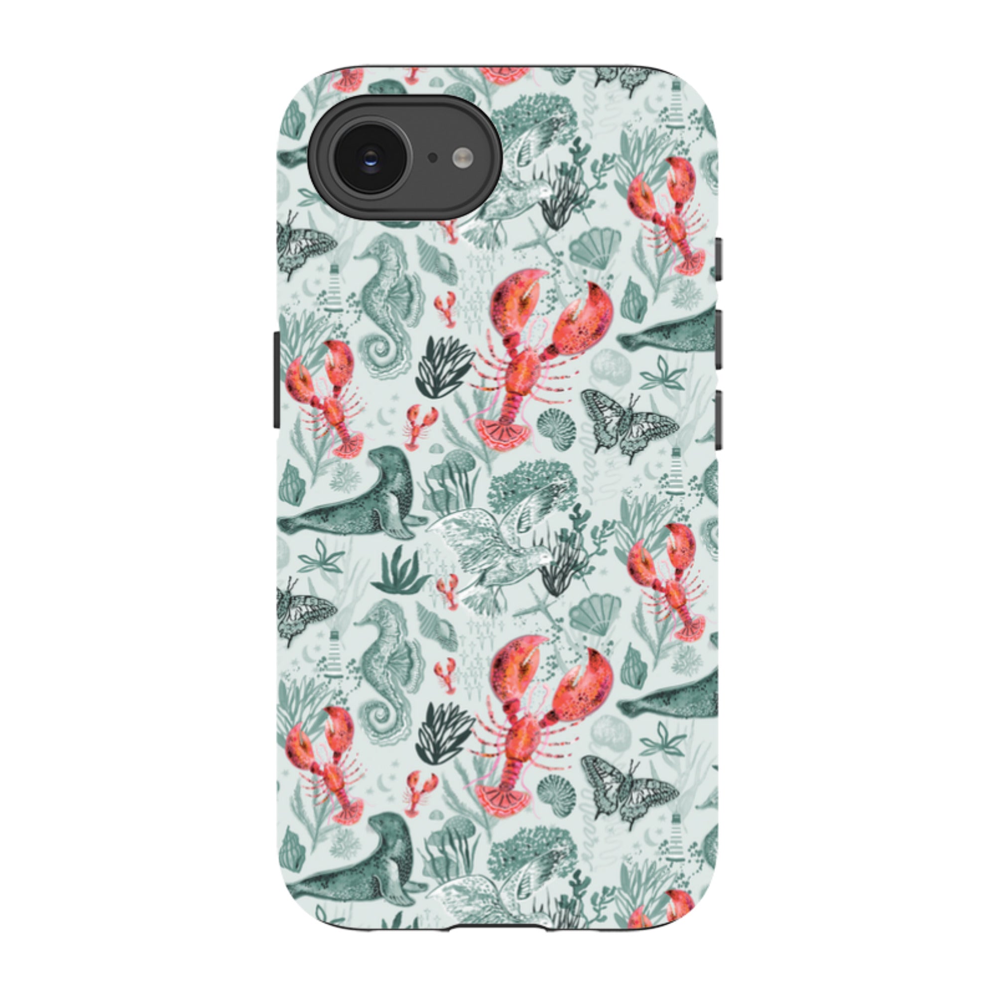 iPhone Case - Teal Seals and Lovely Lobsters By Emma Frances Grant