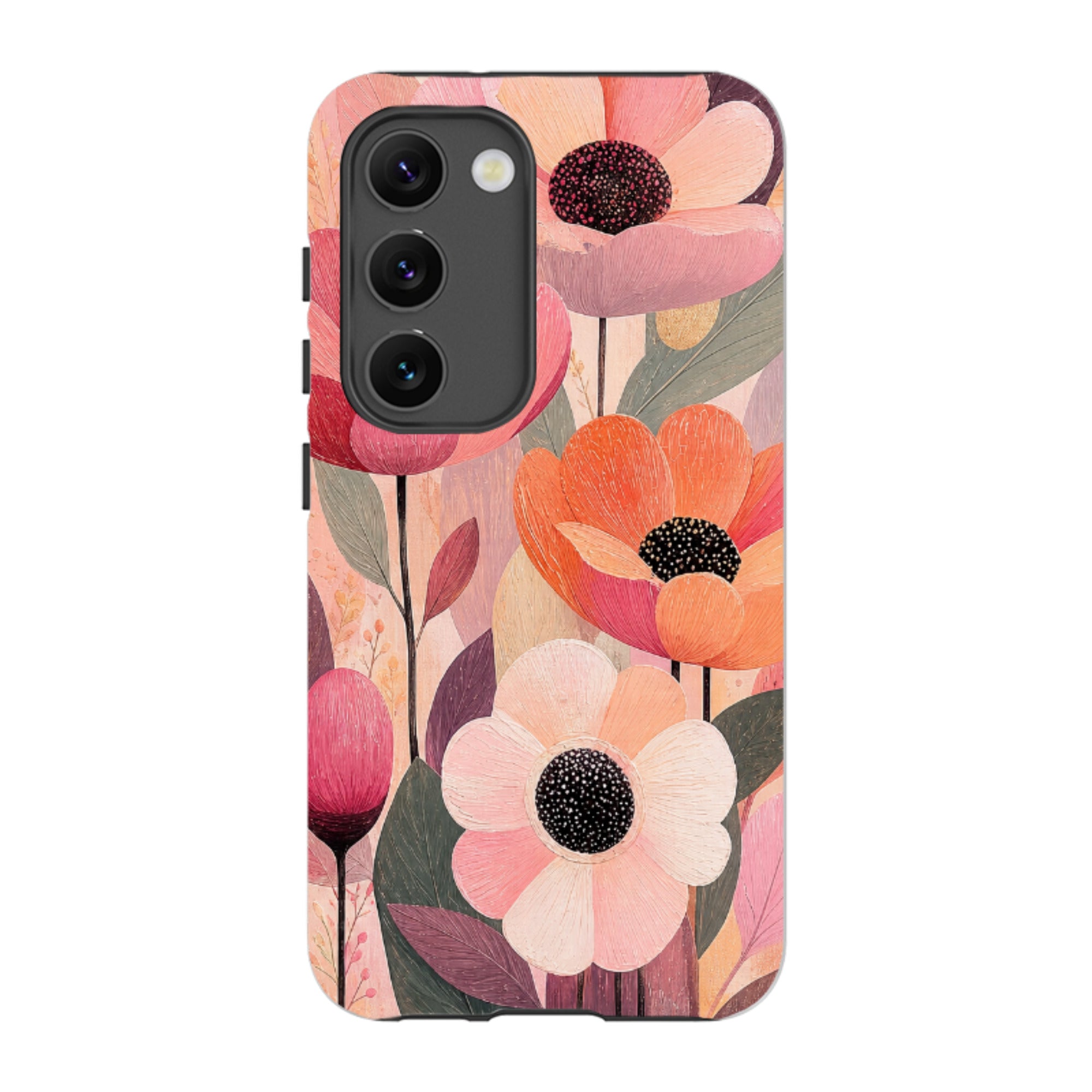 Samsung Tough Case - Peach Woodgrain Floral