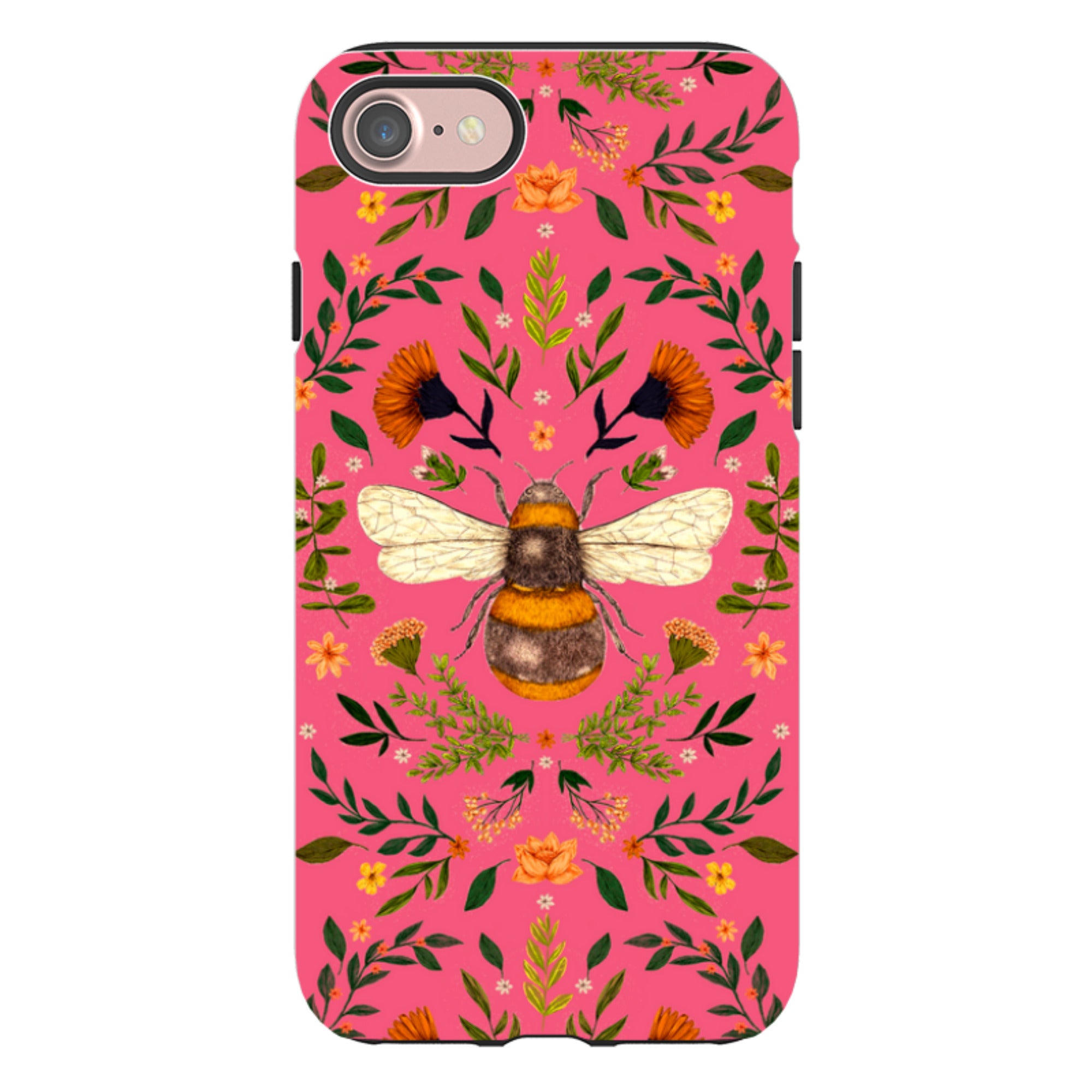 iPhone Tough Case - Botanical Bee Peach By Jade Mosinski