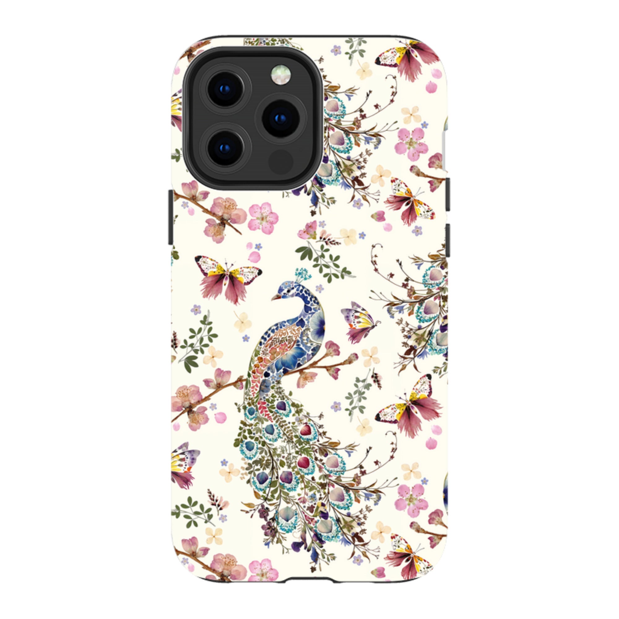 iPhone Tough Case - Peacock and Cherry Blossoms By Helen Ahpornsiri