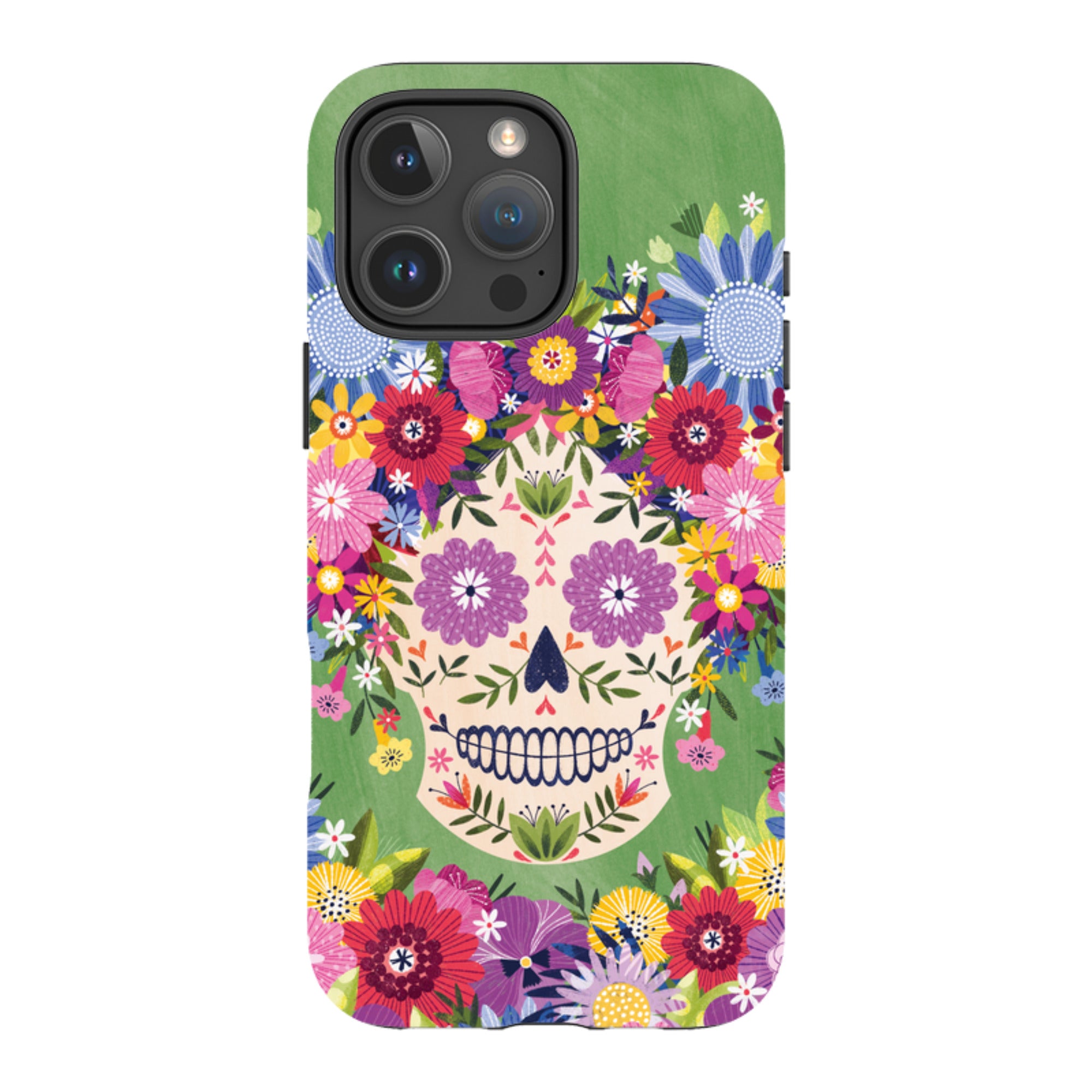 iPhone Tough Case - Sugar Skull Green By Ali Brookes