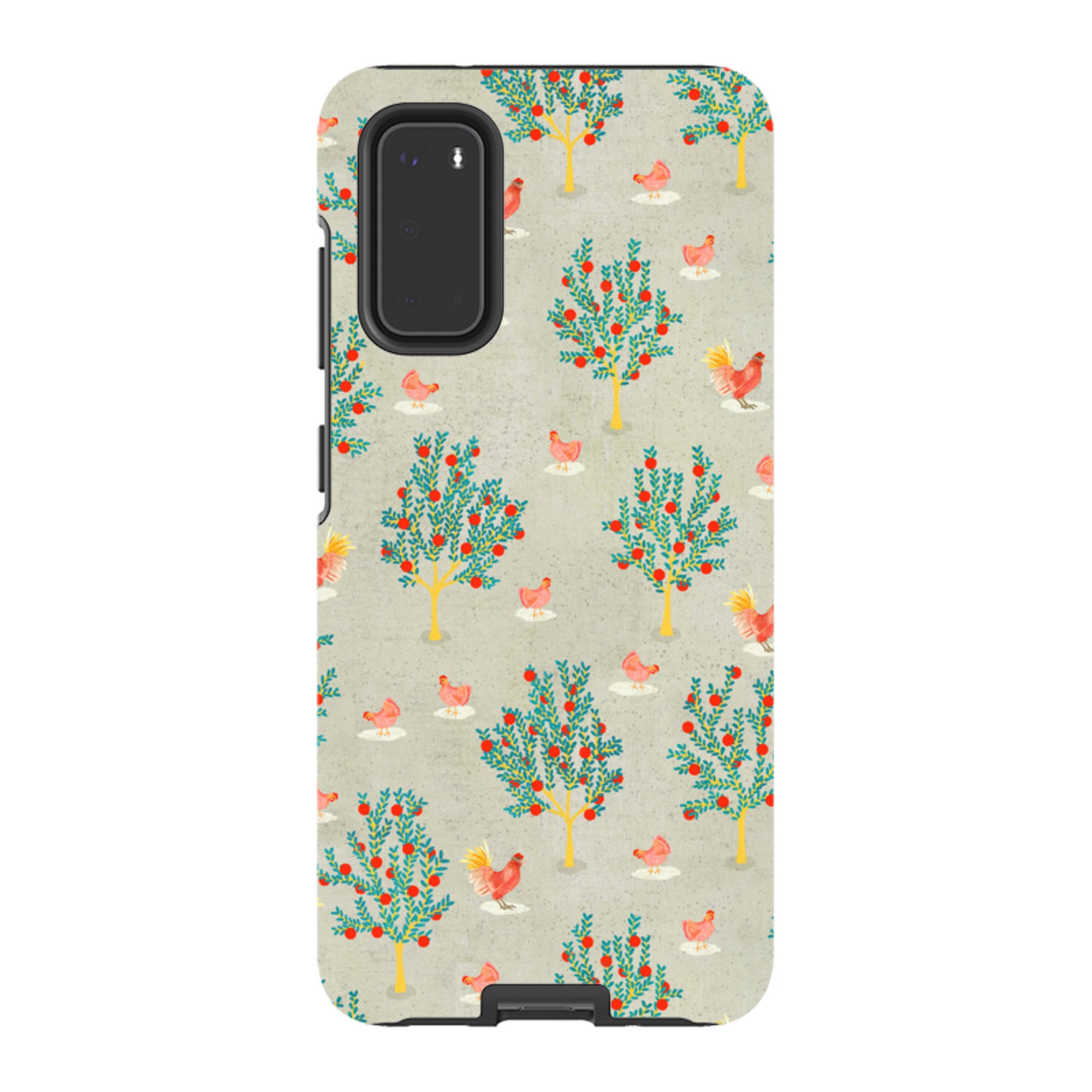 Samsung Tough Case - Apple Trees And Chickens Grey By Katherine Quinn