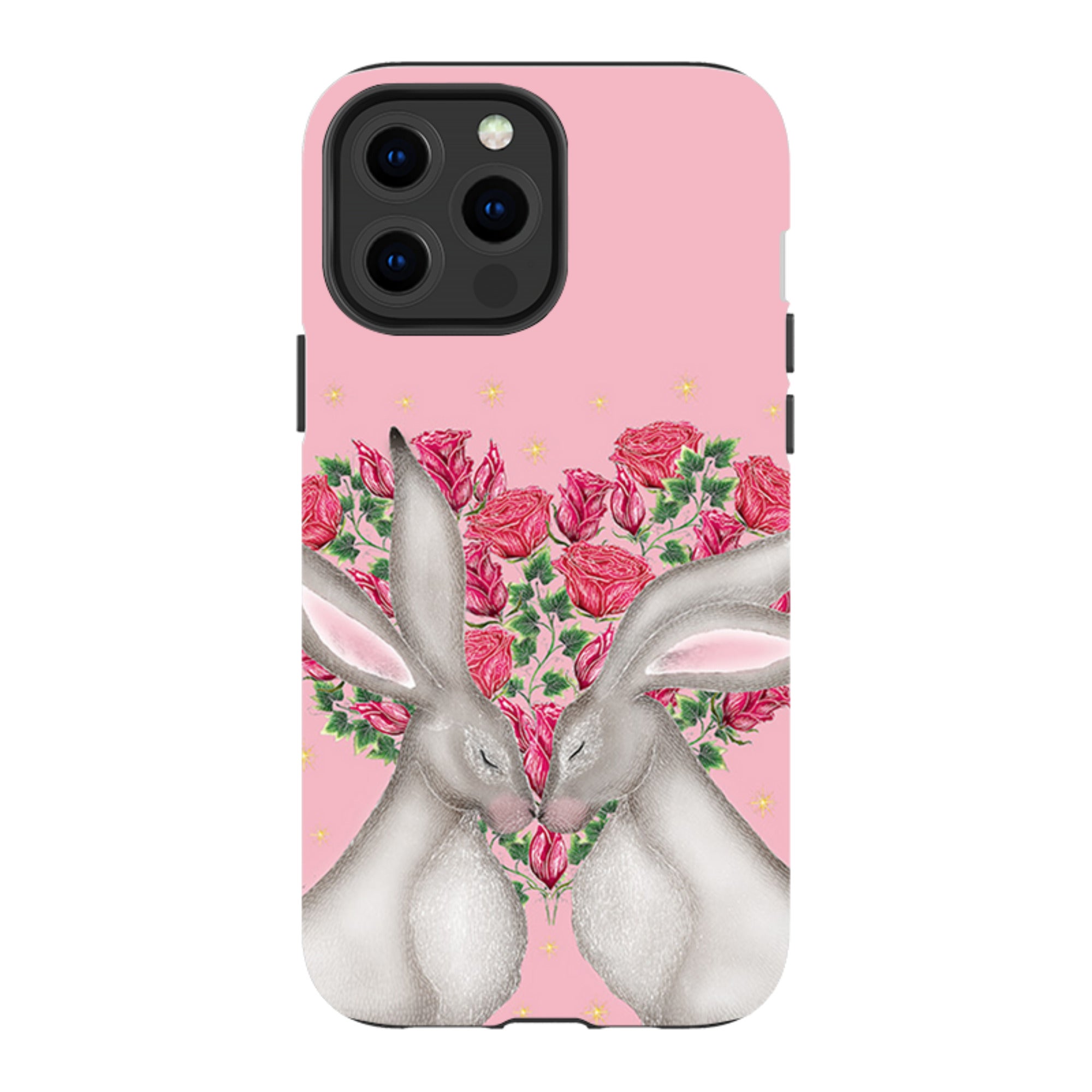 iPhone Tough Case - White Hares Rose Heart By Catherine Rowe