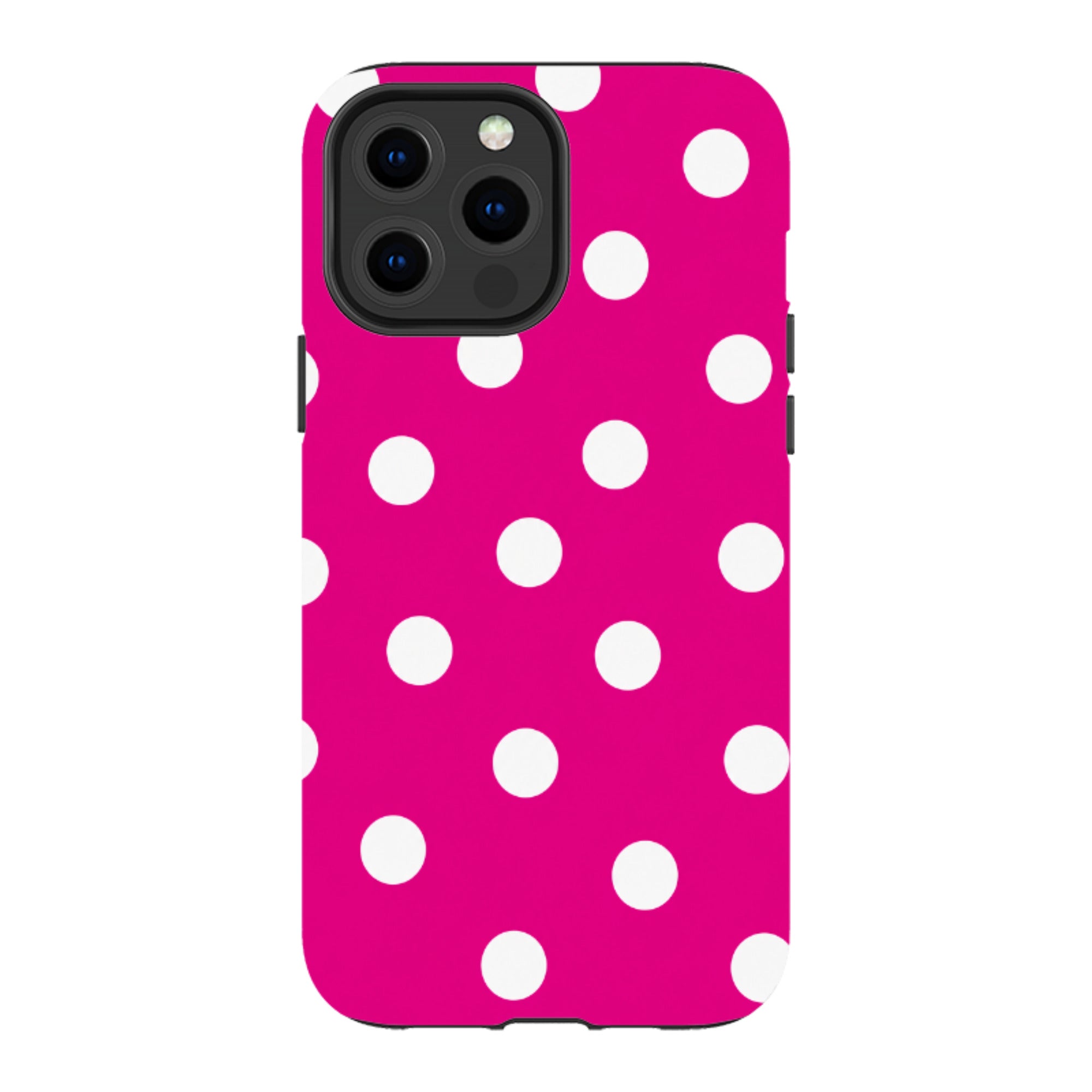 iPhone MagSafe Tough Case - Hot Pink & White Polka Dot