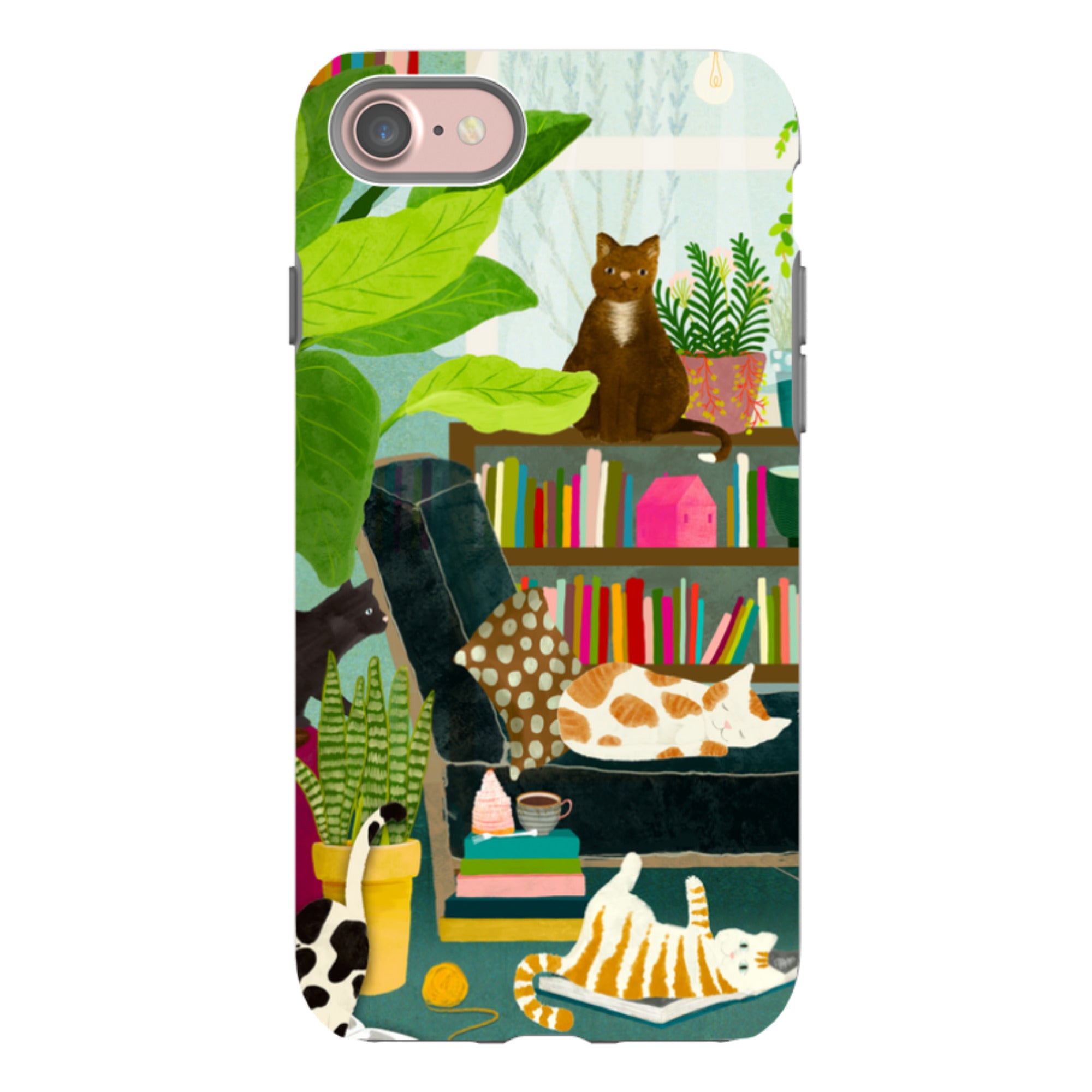 iPhone Tough Case - Cat Library By Katherine Quinn