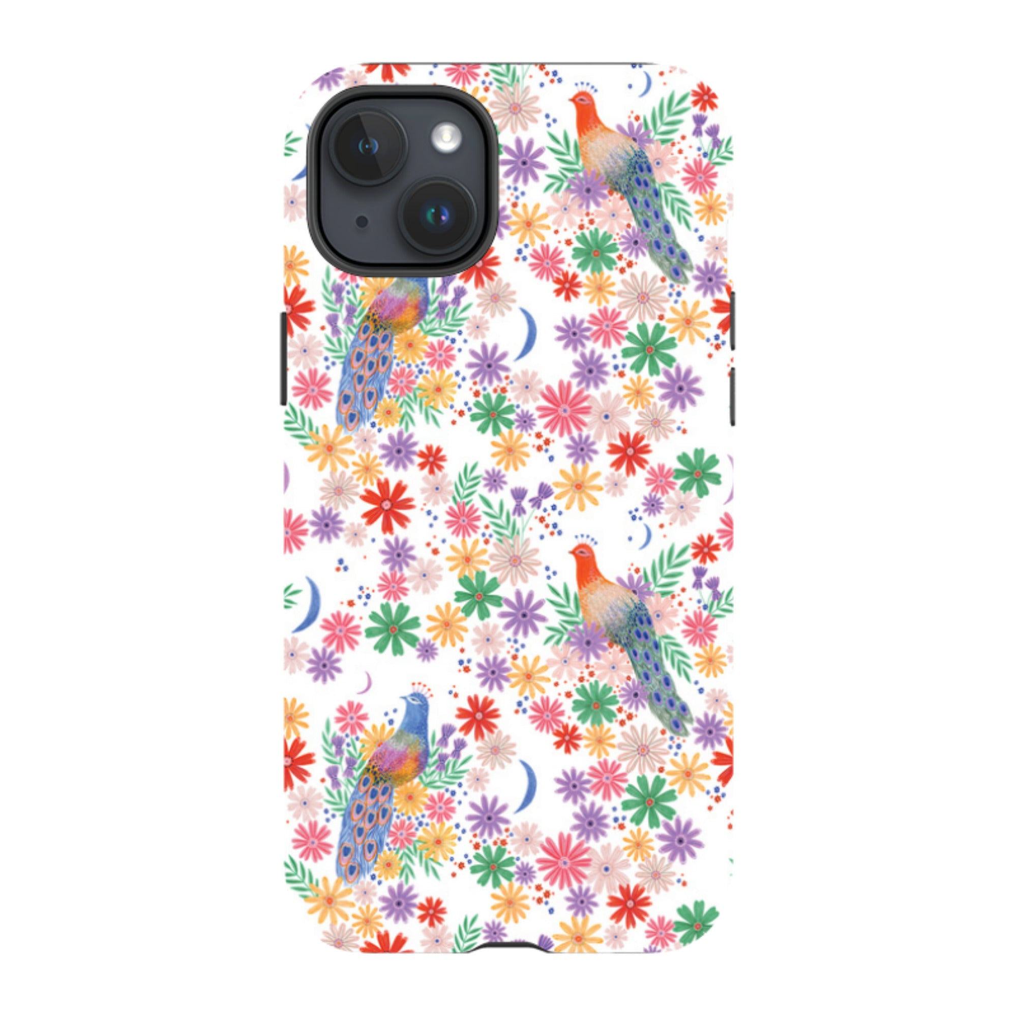 iPhone Tough Case - Peacock Pattern White By Lee Foster Wilson