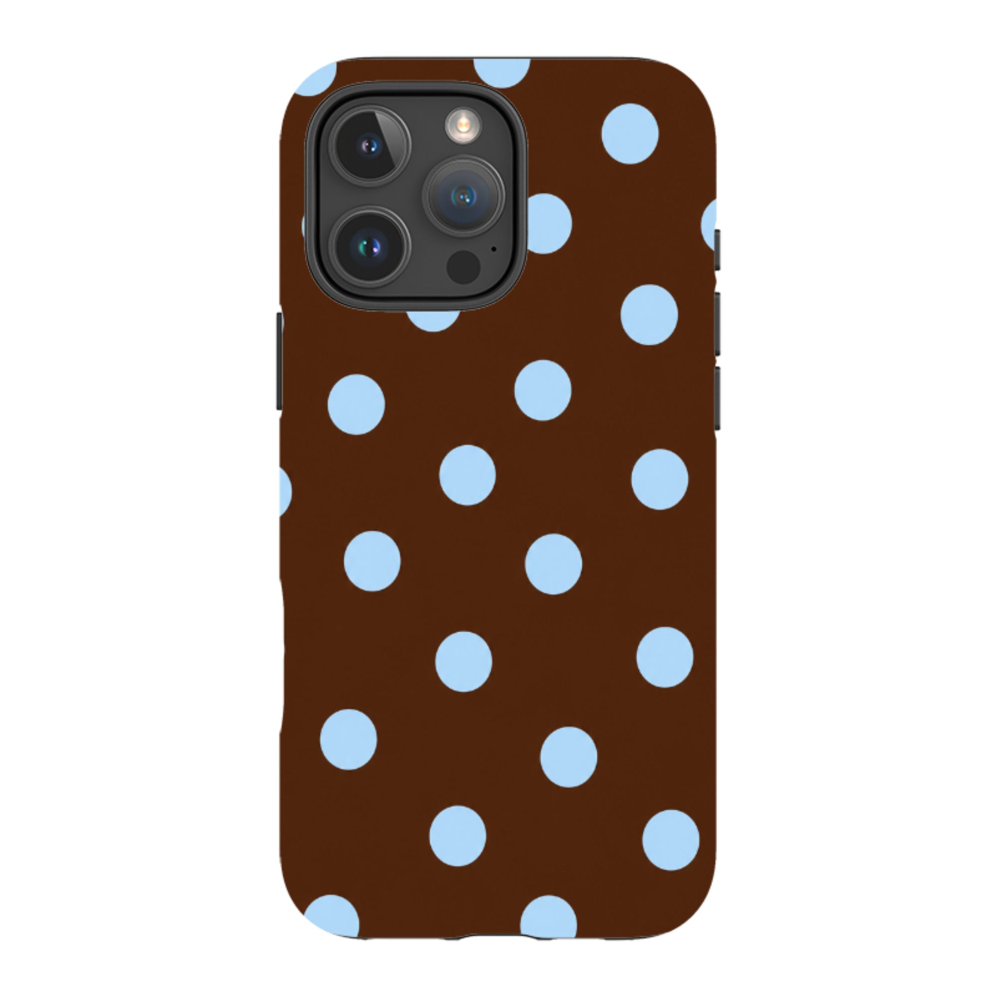 iPhone MagSafe Tough Case - Chocolate Brown & Baby Blue Polka Dot