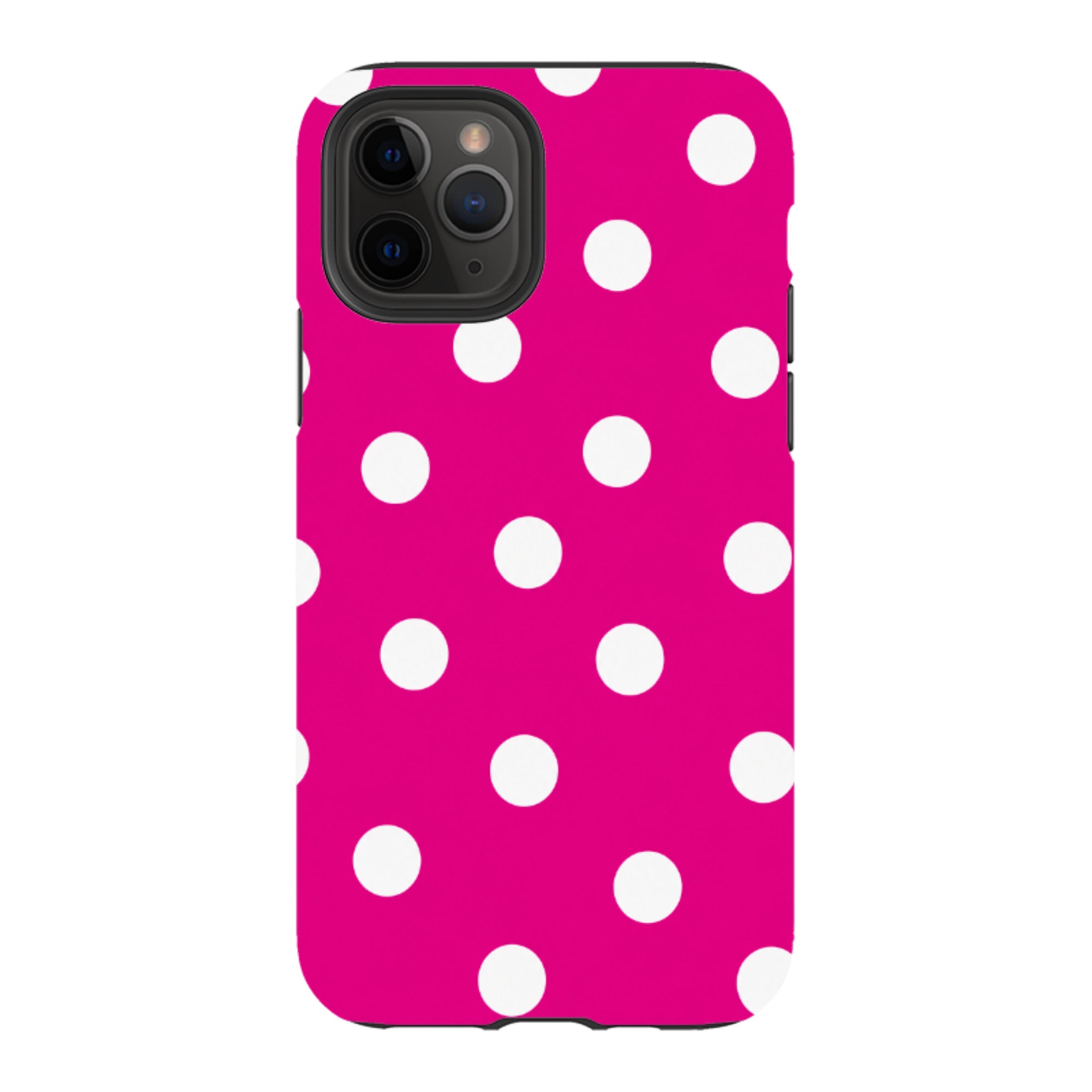 iPhone Tough Case - Hot Pink & White Polka Dot