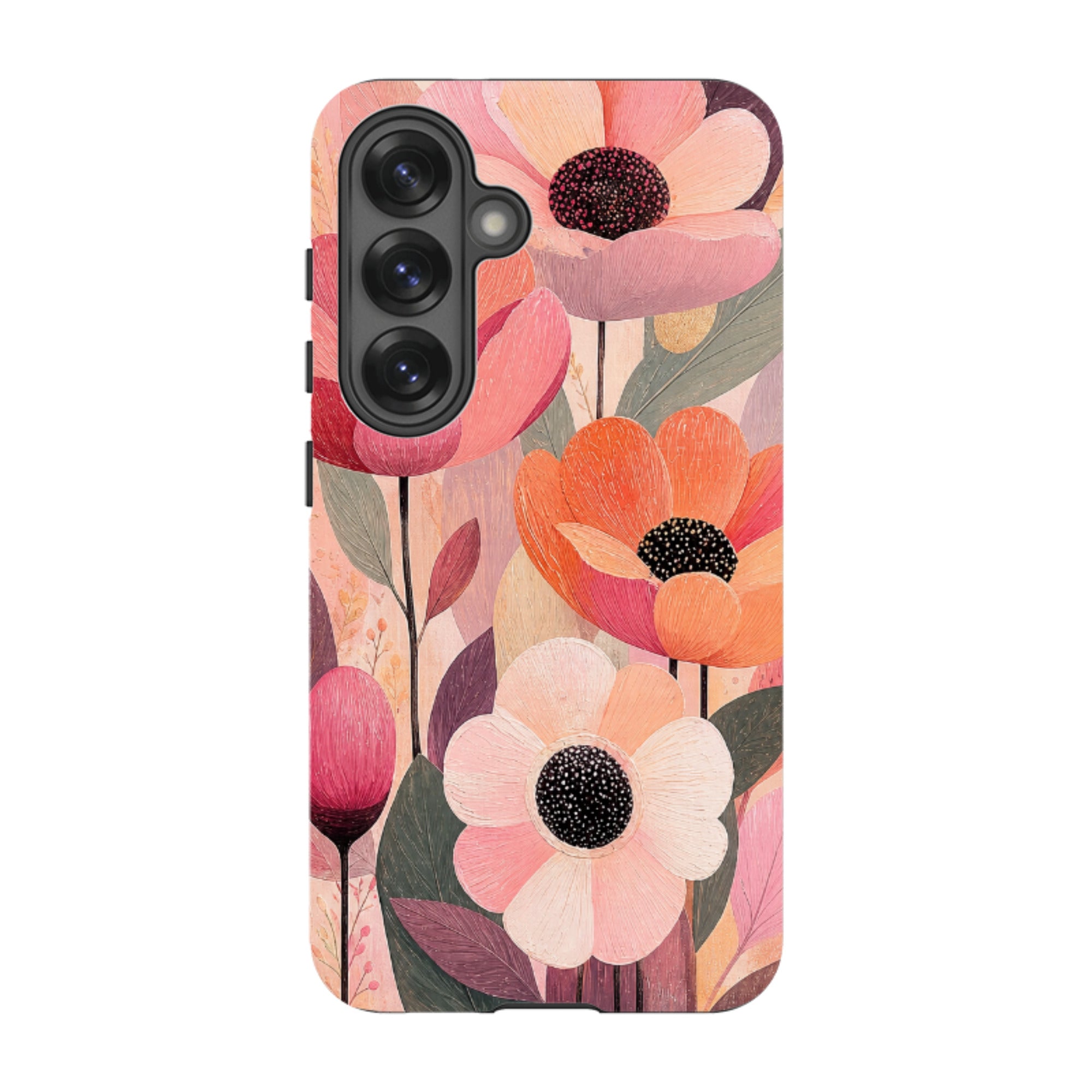 Samsung Tough Case - Peach Woodgrain Floral