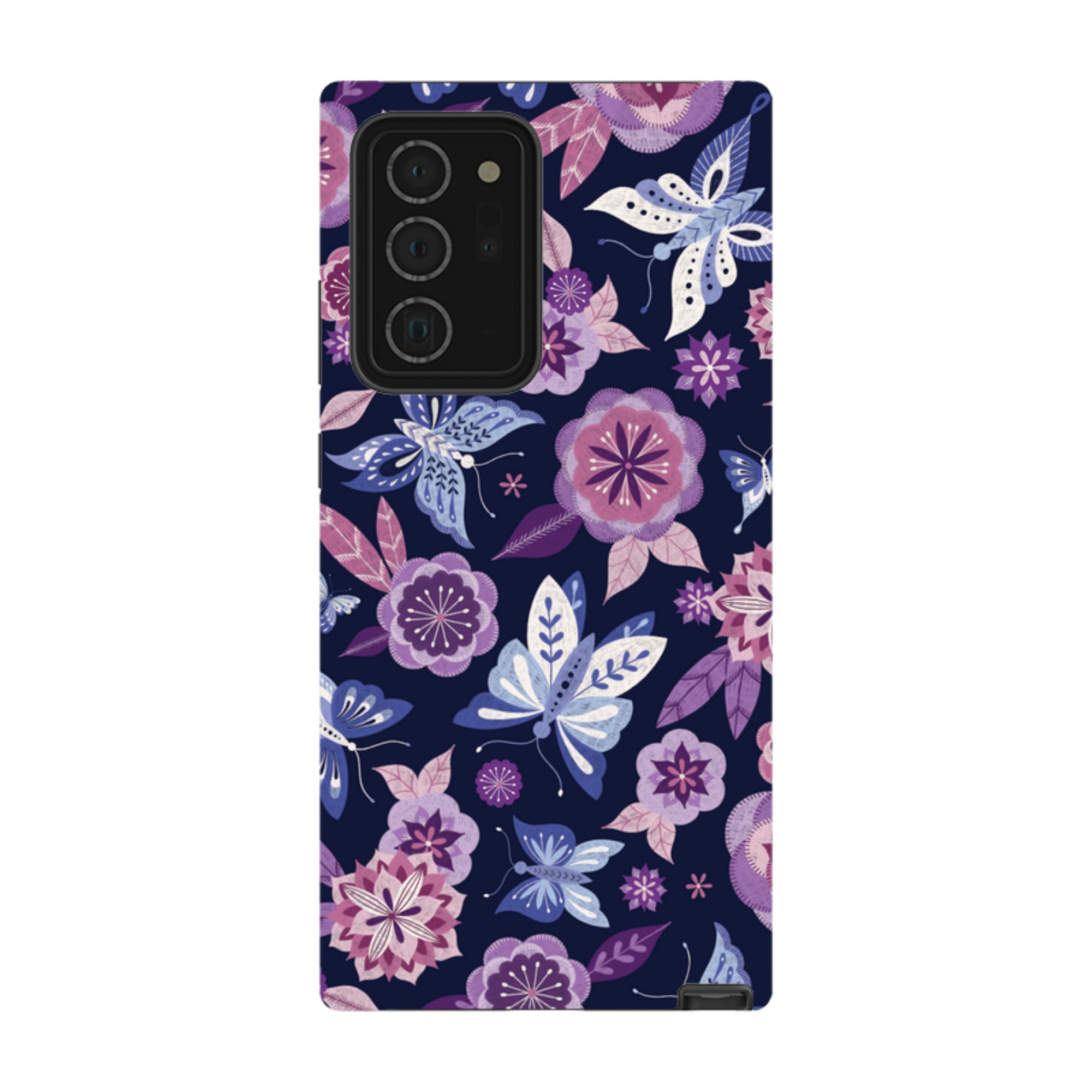 Samsung Tough Case - Butterfly Blooms Navy By Jenny Zemanek