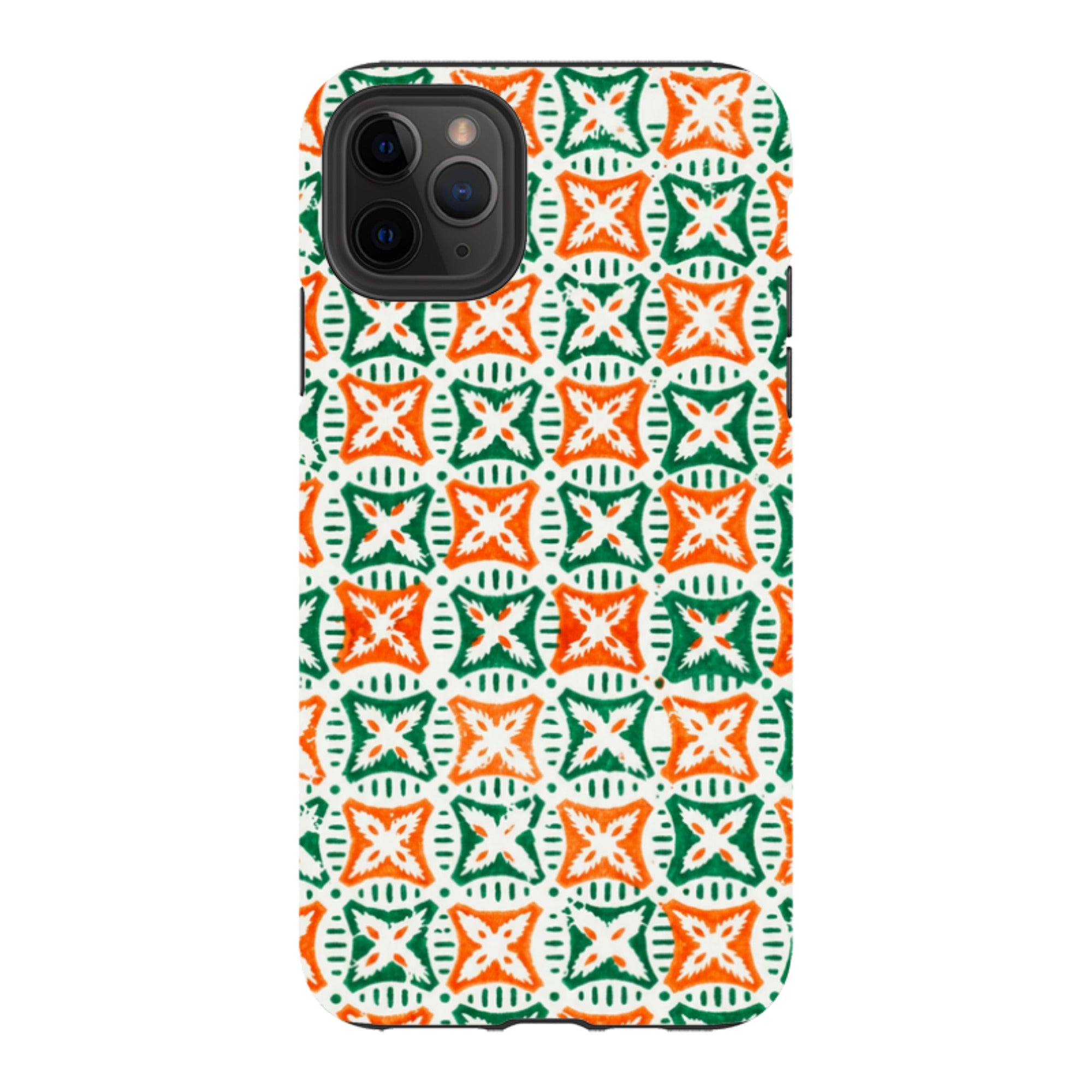 iPhone Tough Case - Orange & Green Tile