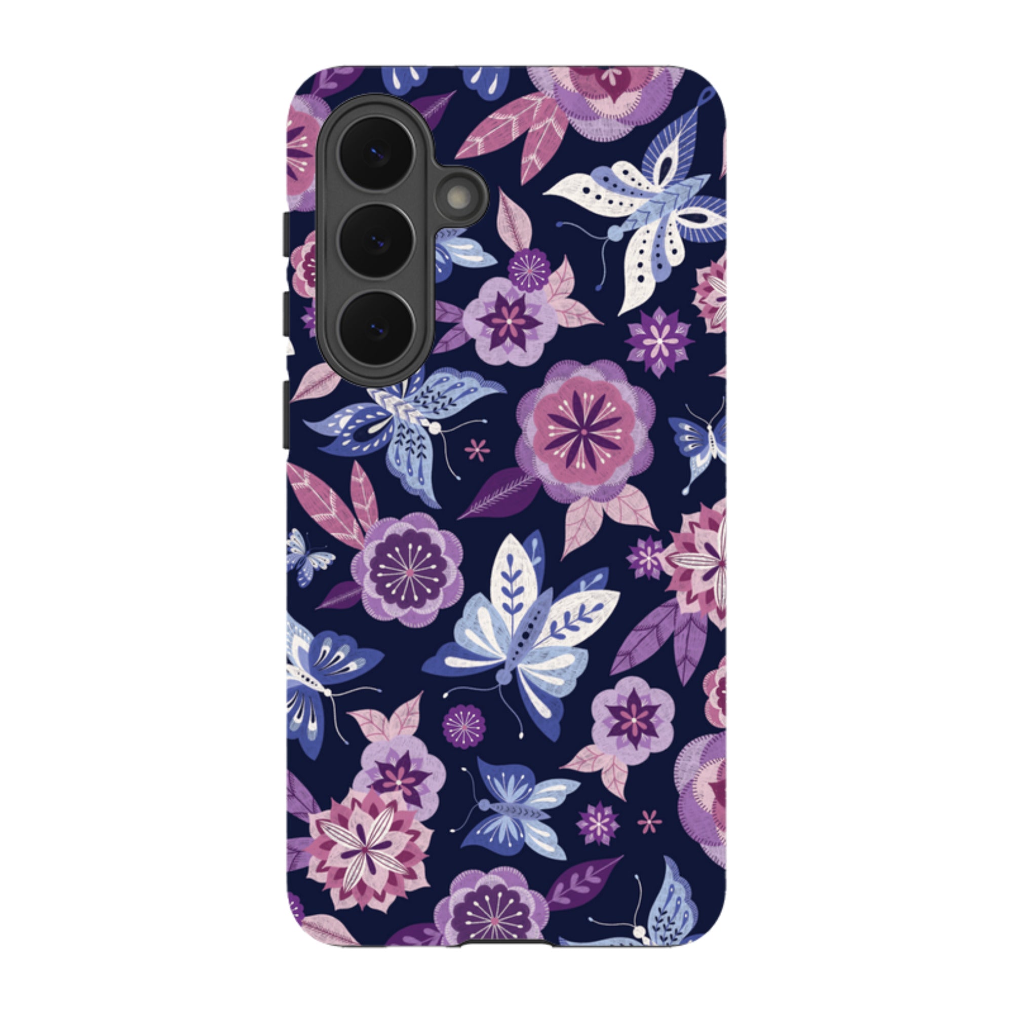 Samsung Tough Case - Butterfly Blooms Navy By Jenny Zemanek