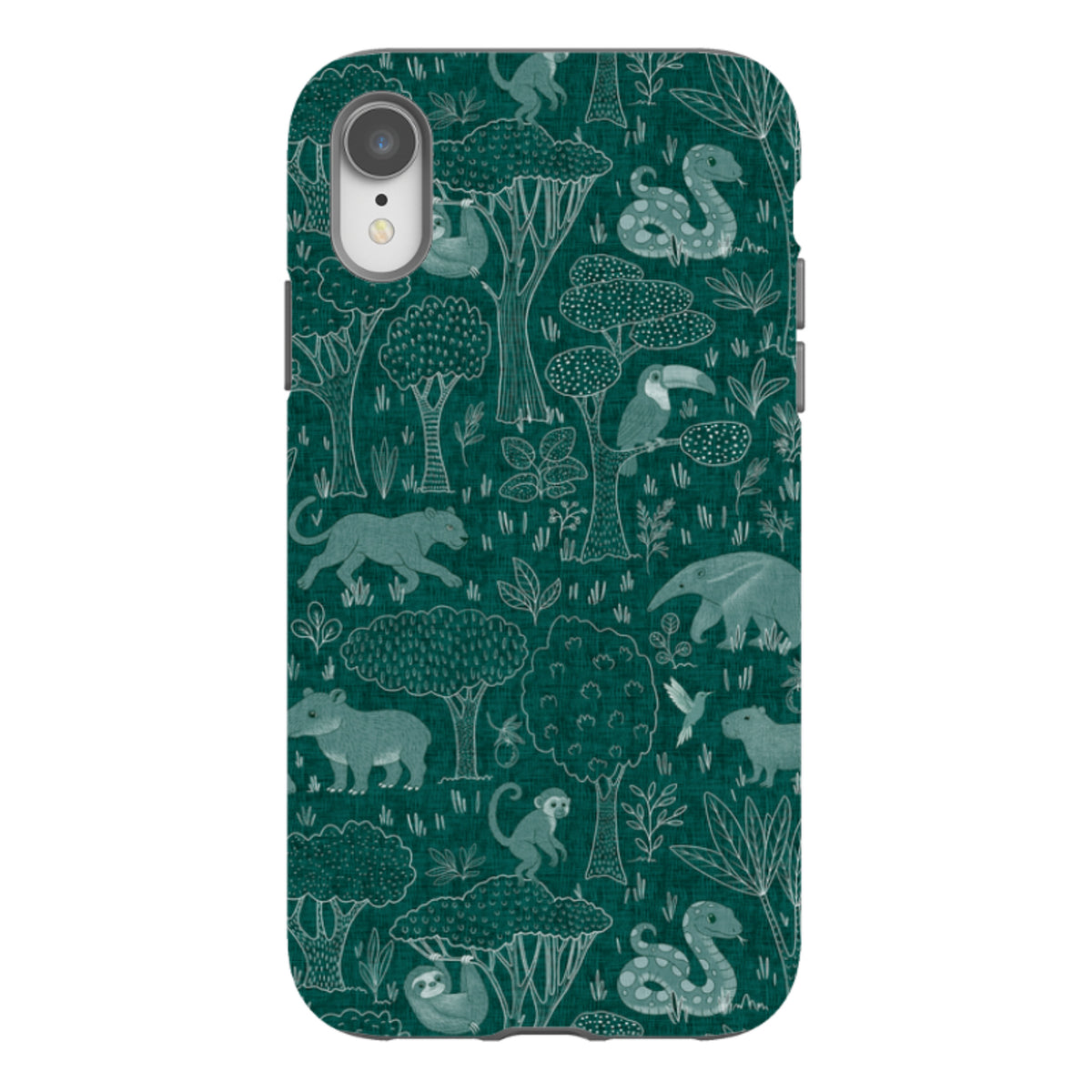 iPhone Tough Case - Tropical Jungle Animals teal By Katherine Quinn