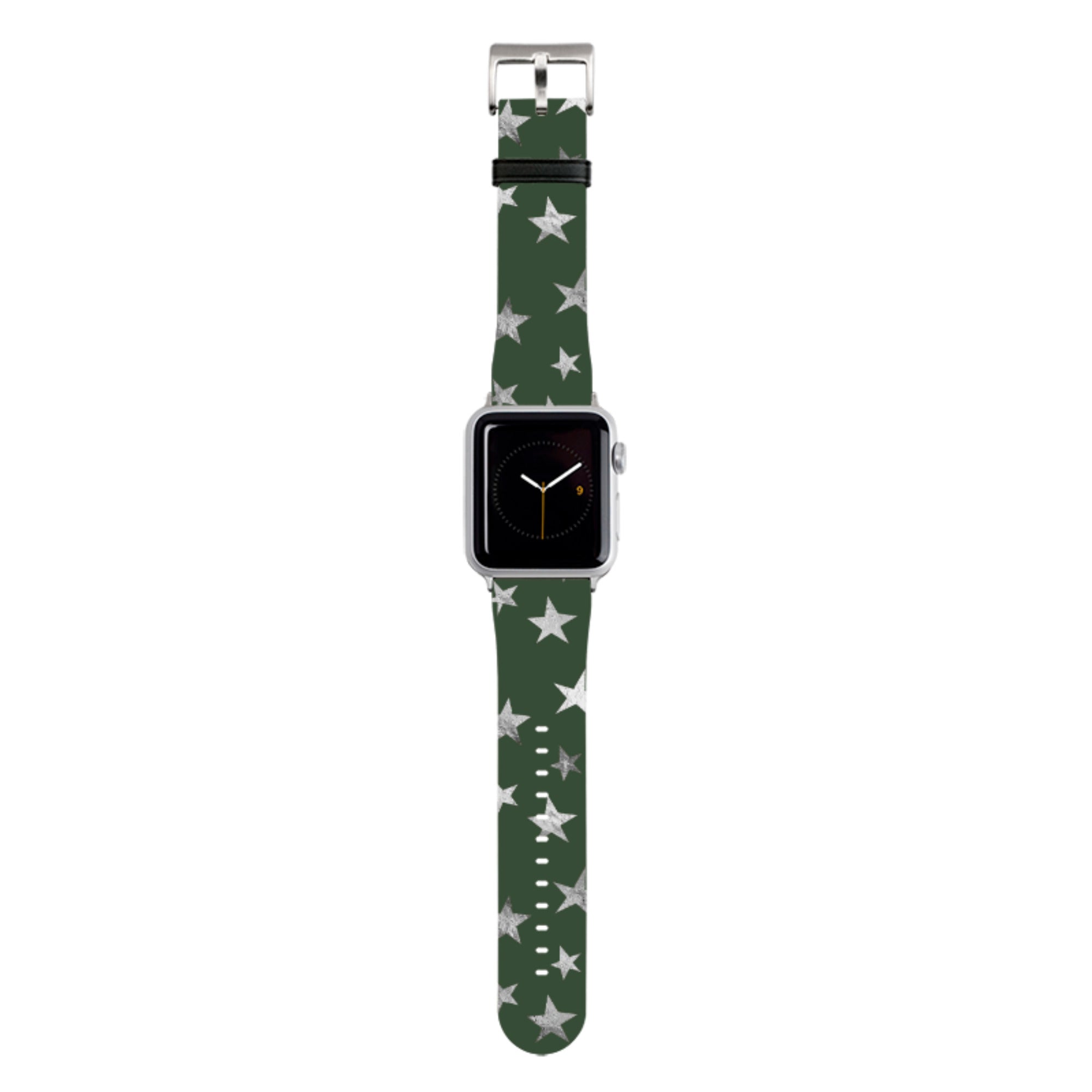 Green and Silver Stars Apple Watch Strap
