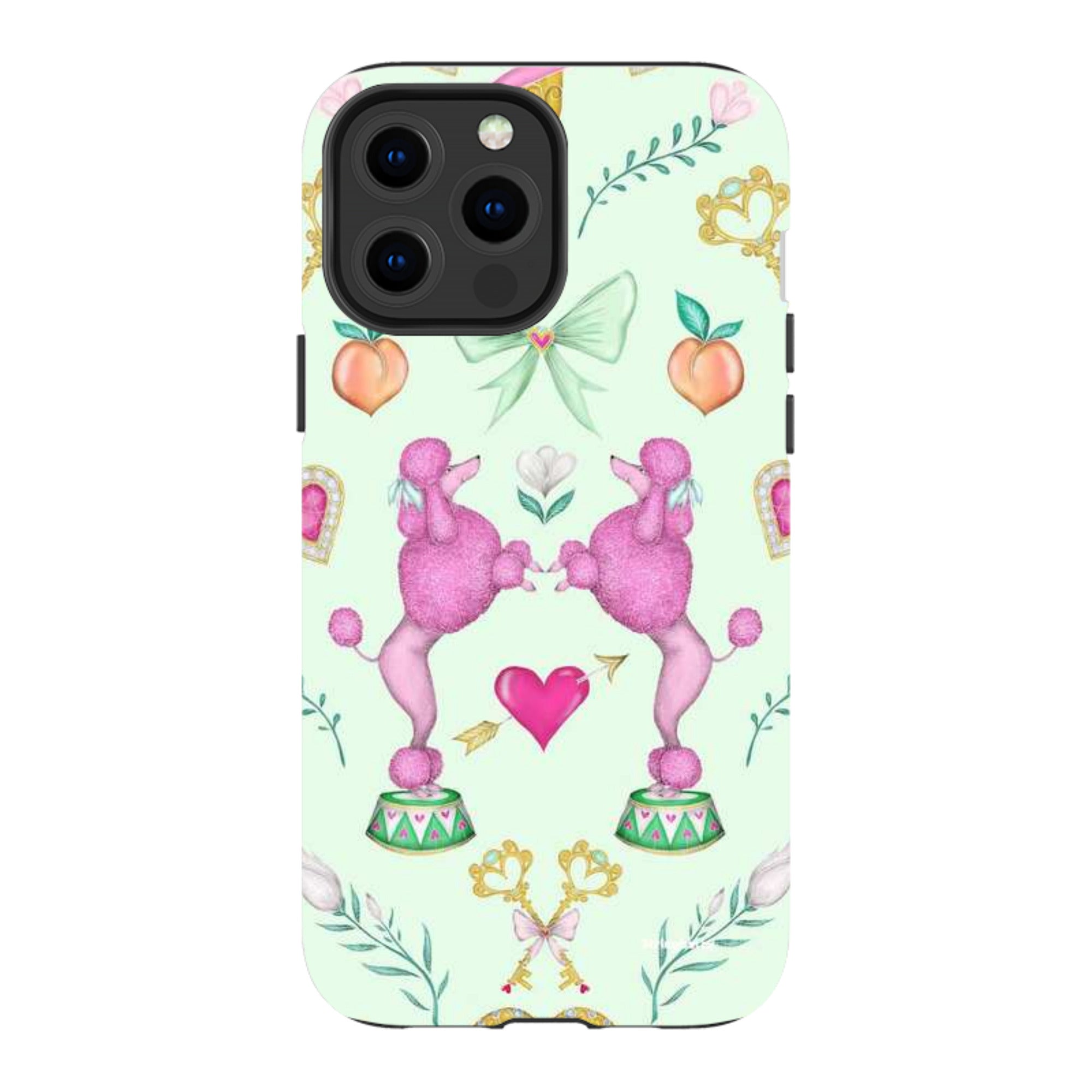iPhone MagSafe Tough Case - Pink Poodle Parlour Mint By Catherine Rowe
