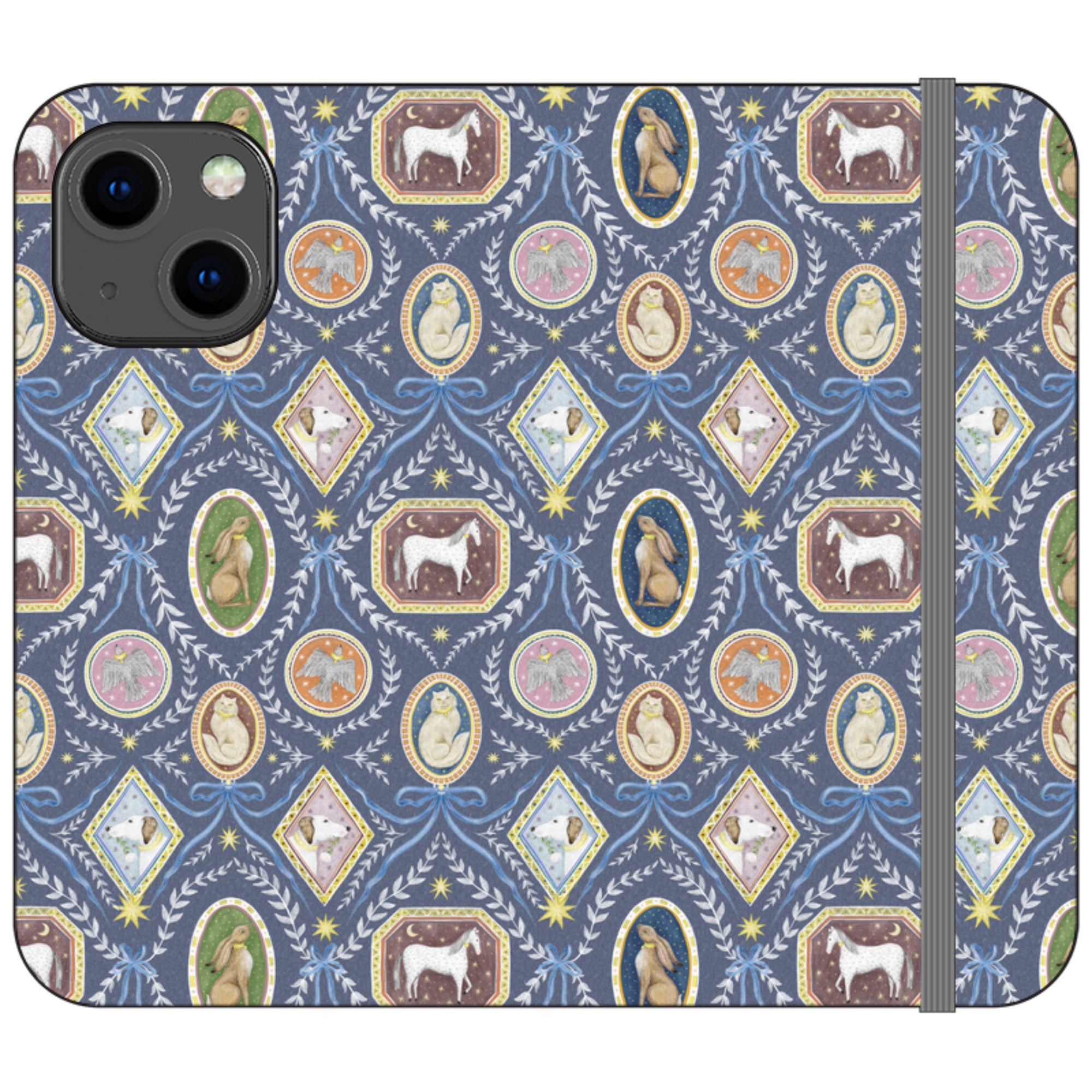 Charleston Dusk Blue Wallet Case By Catherine Rowe