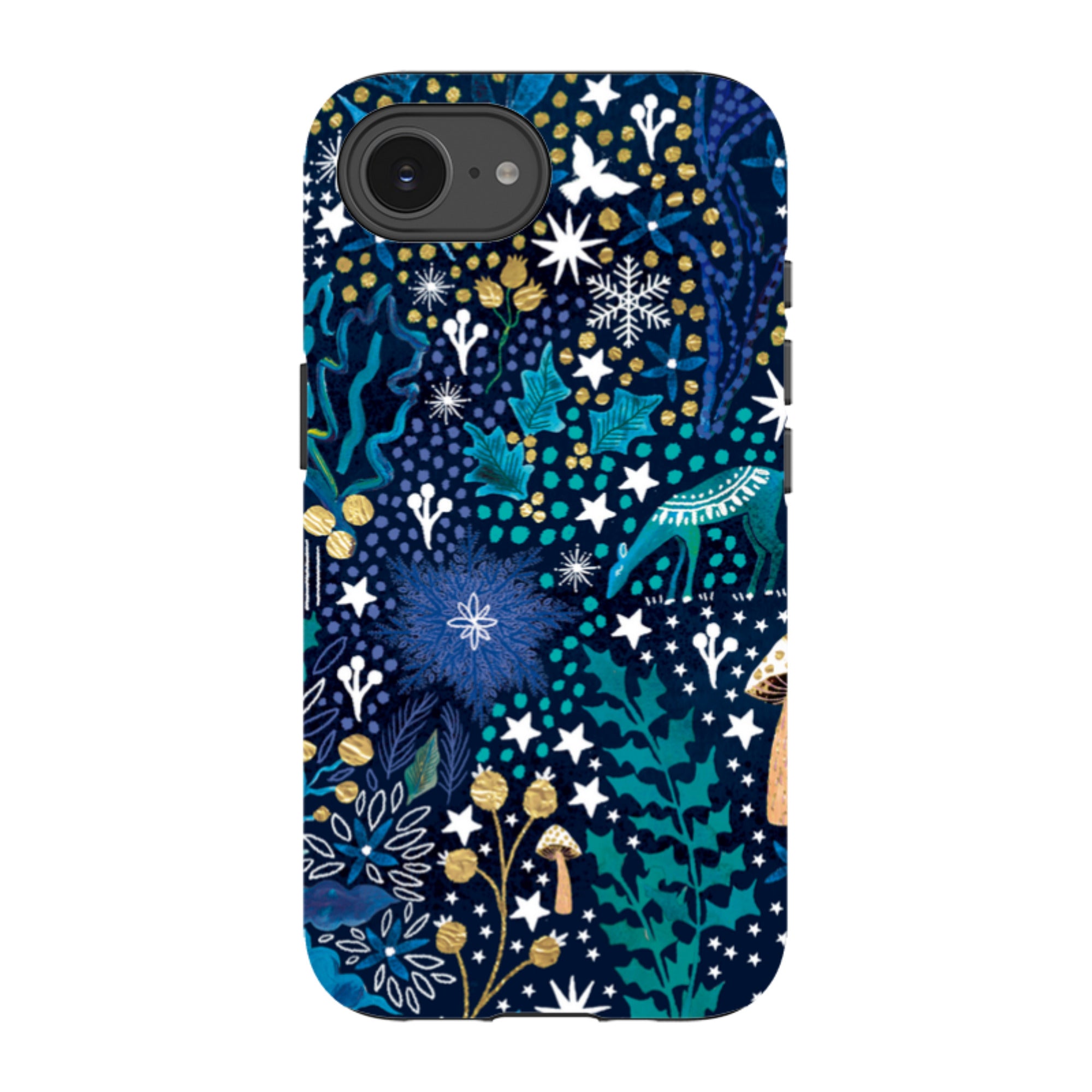 iPhone Tough Case - Winter Flowers Teal By Emma Frances Grant