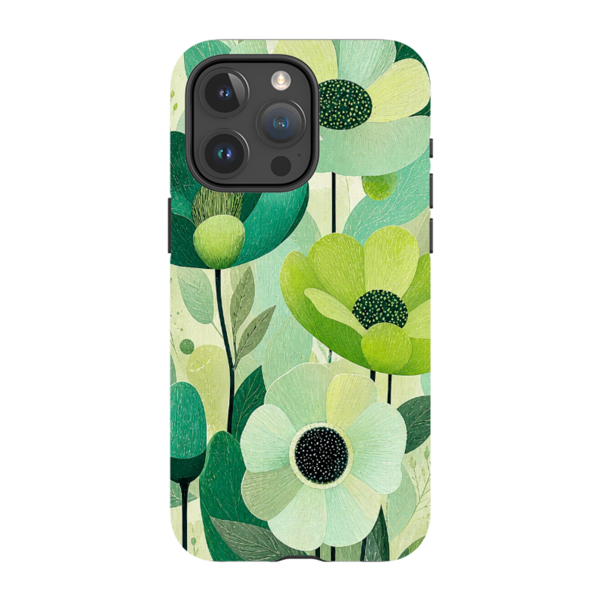 iPhone MagSafe Tough Case - Mint Woodgrain Floral
