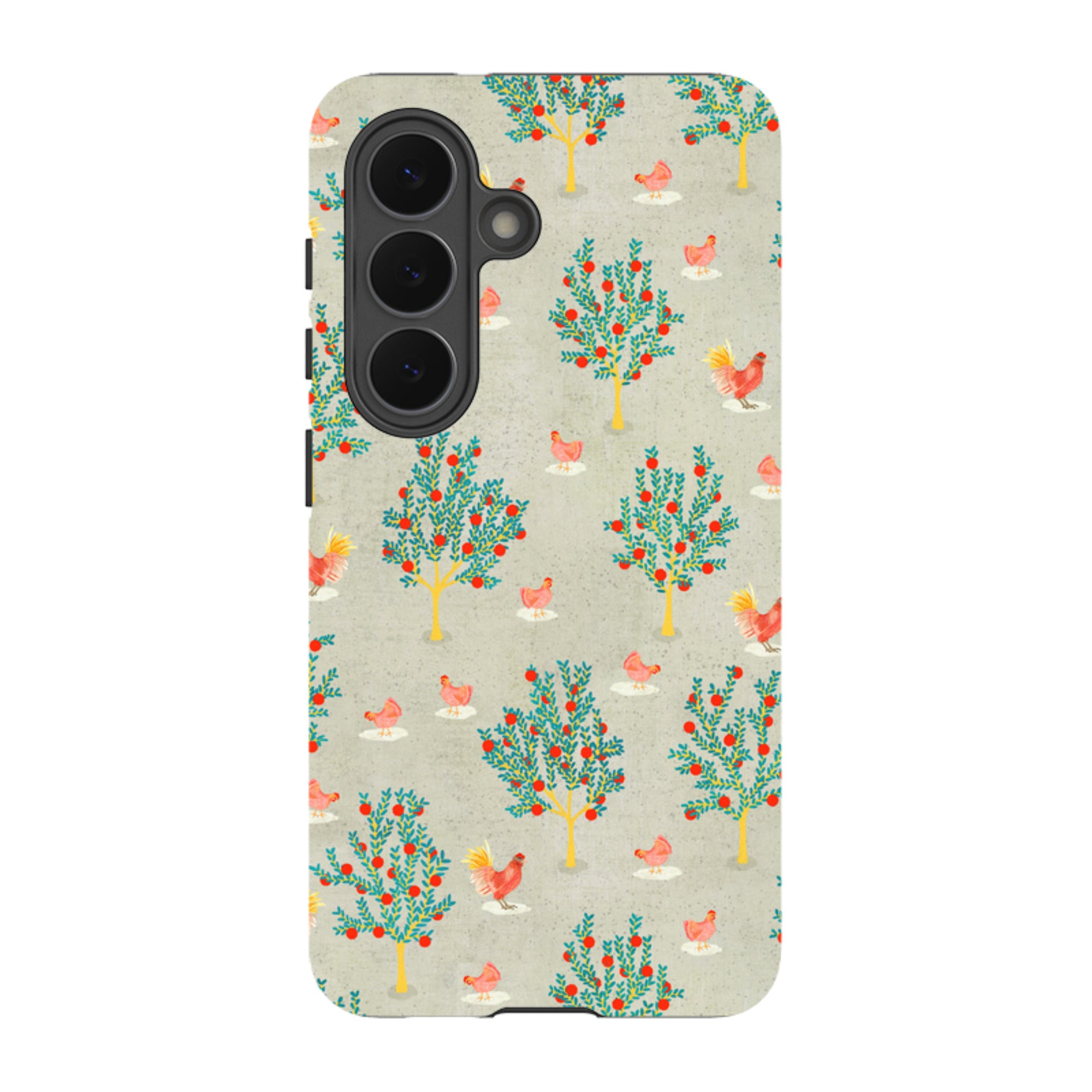 Samsung Tough Case - Apple Trees And Chickens Grey By Katherine Quinn
