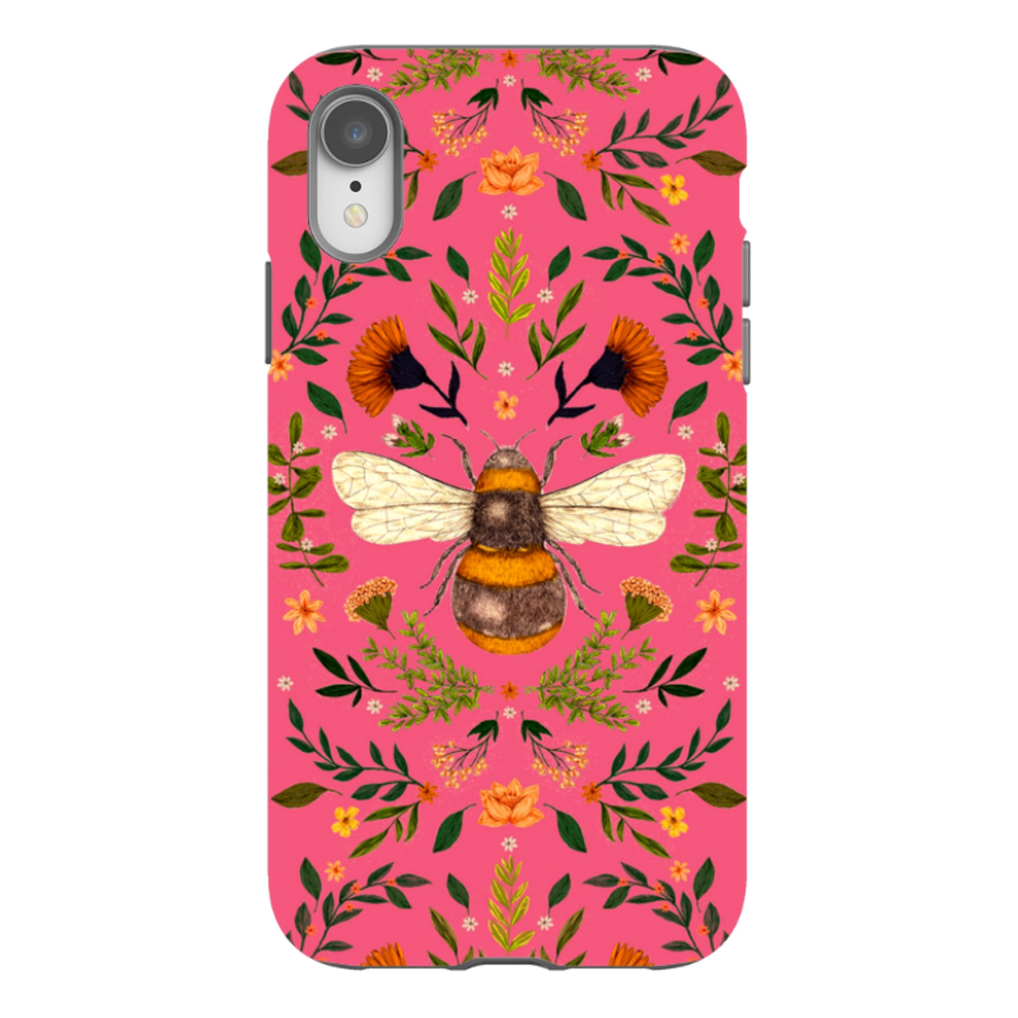 iPhone Tough Case - Botanical Bee Peach By Jade Mosinski