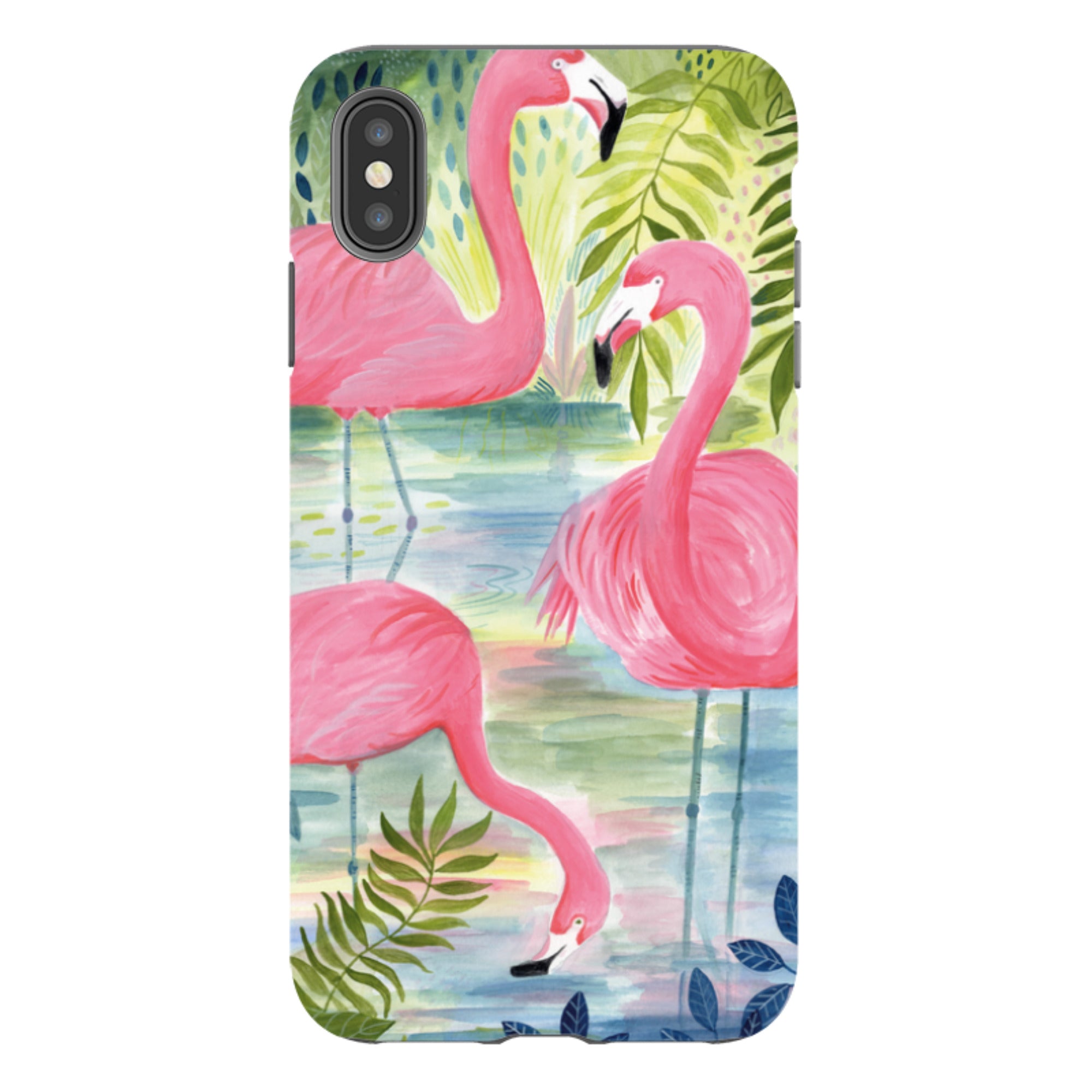 iPhone Tough Case - Three Flamingo By Bex Parkin