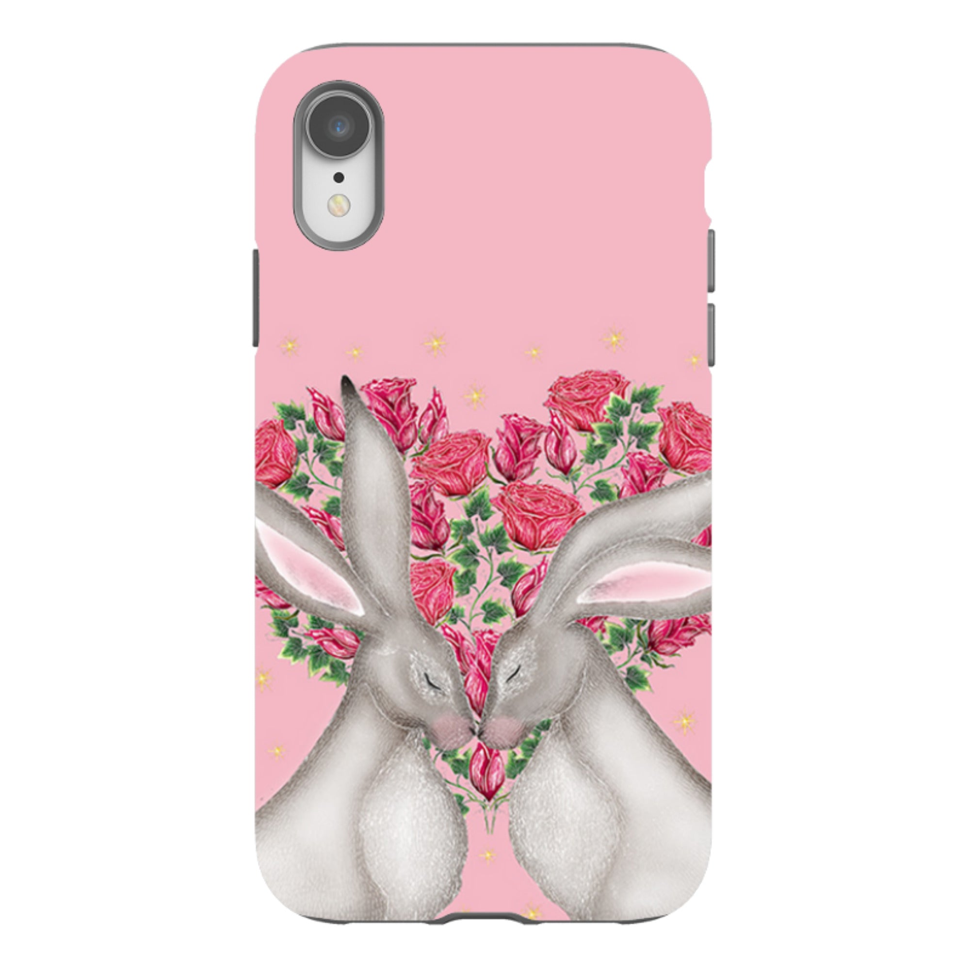 iPhone Tough Case - White Hares Rose Heart By Catherine Rowe