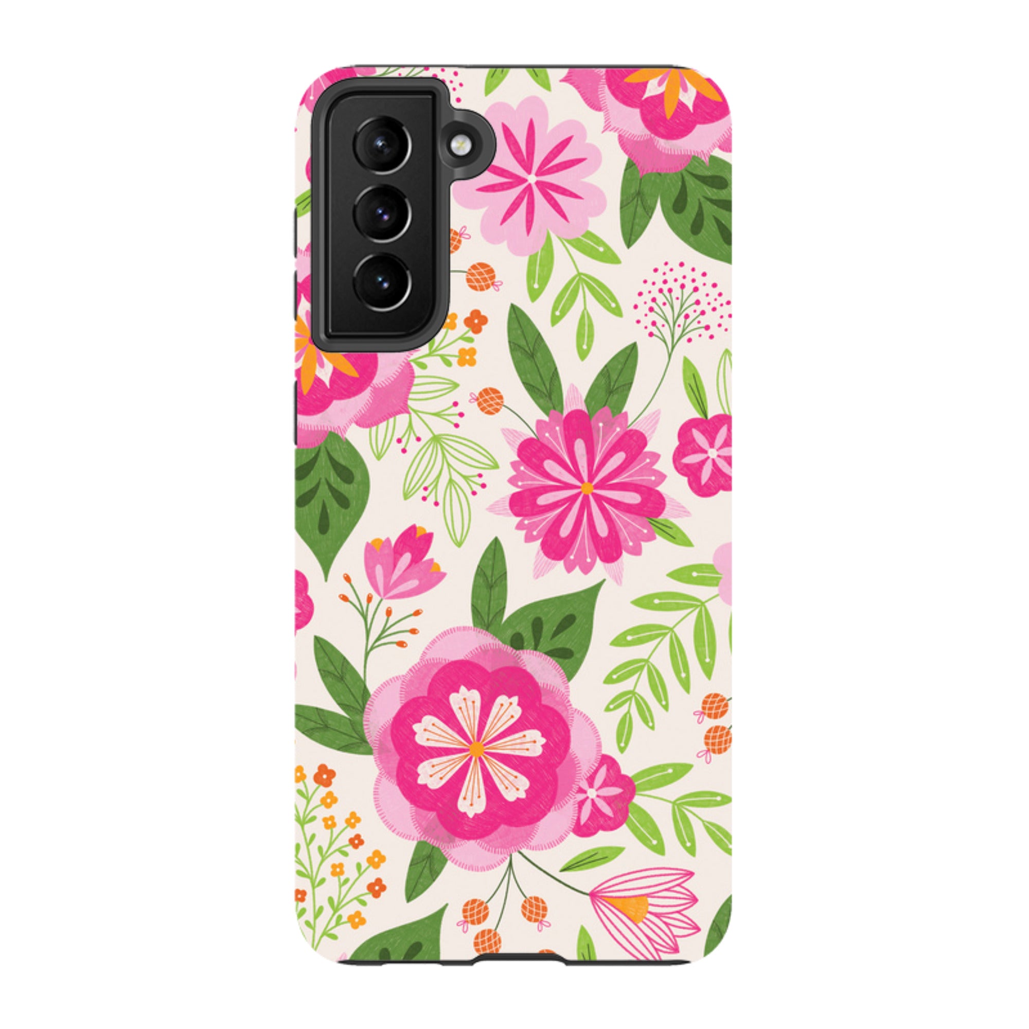 Samsung Tough Case - Big Bold Blooms Ivory By Jenny Zemanek