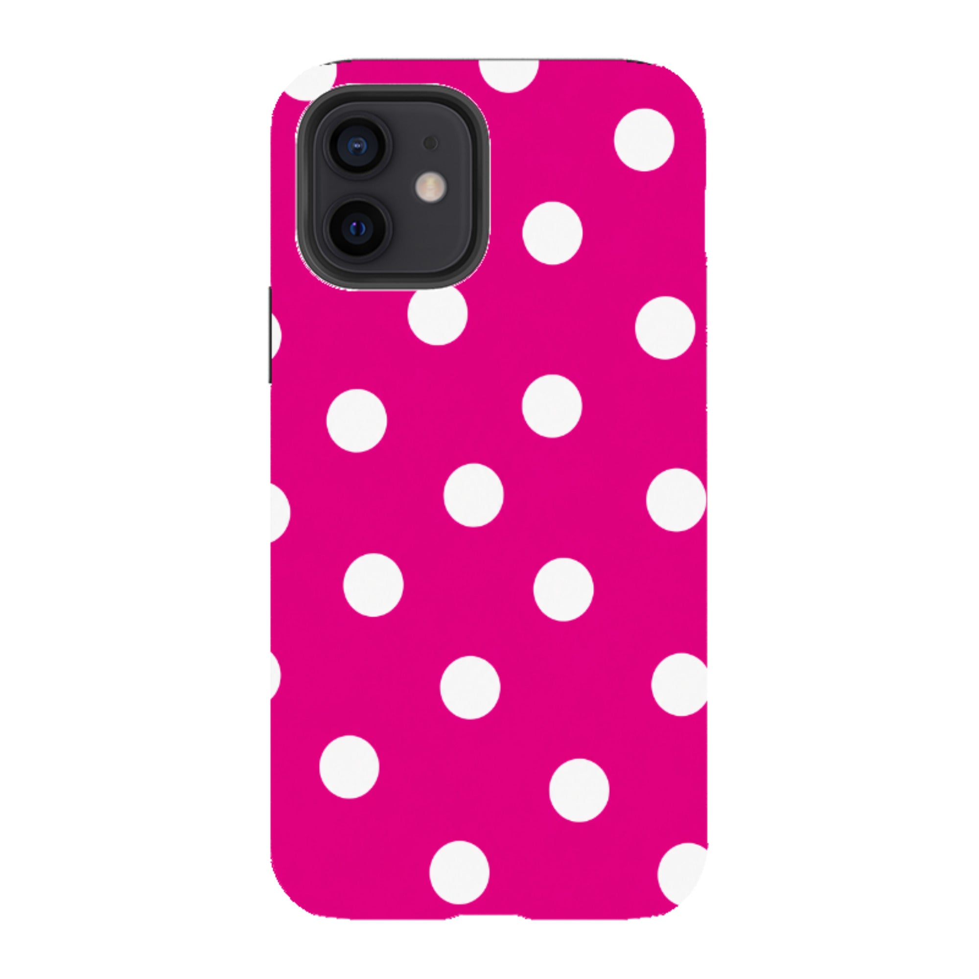 iPhone Tough Case - Hot Pink & White Polka Dot
