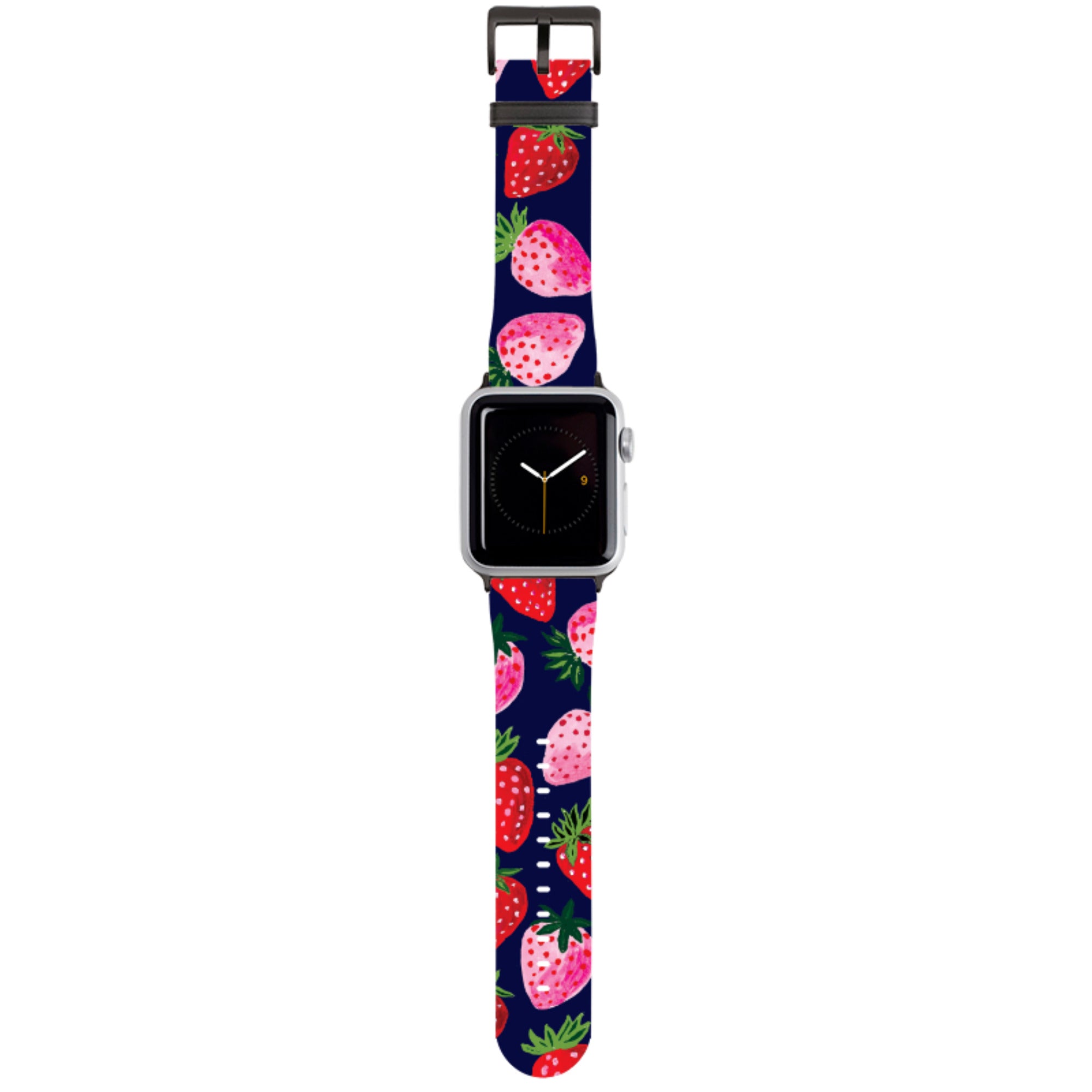 Strawberry Scatter Navy Apple Watch Strap By Emma Frances Grant