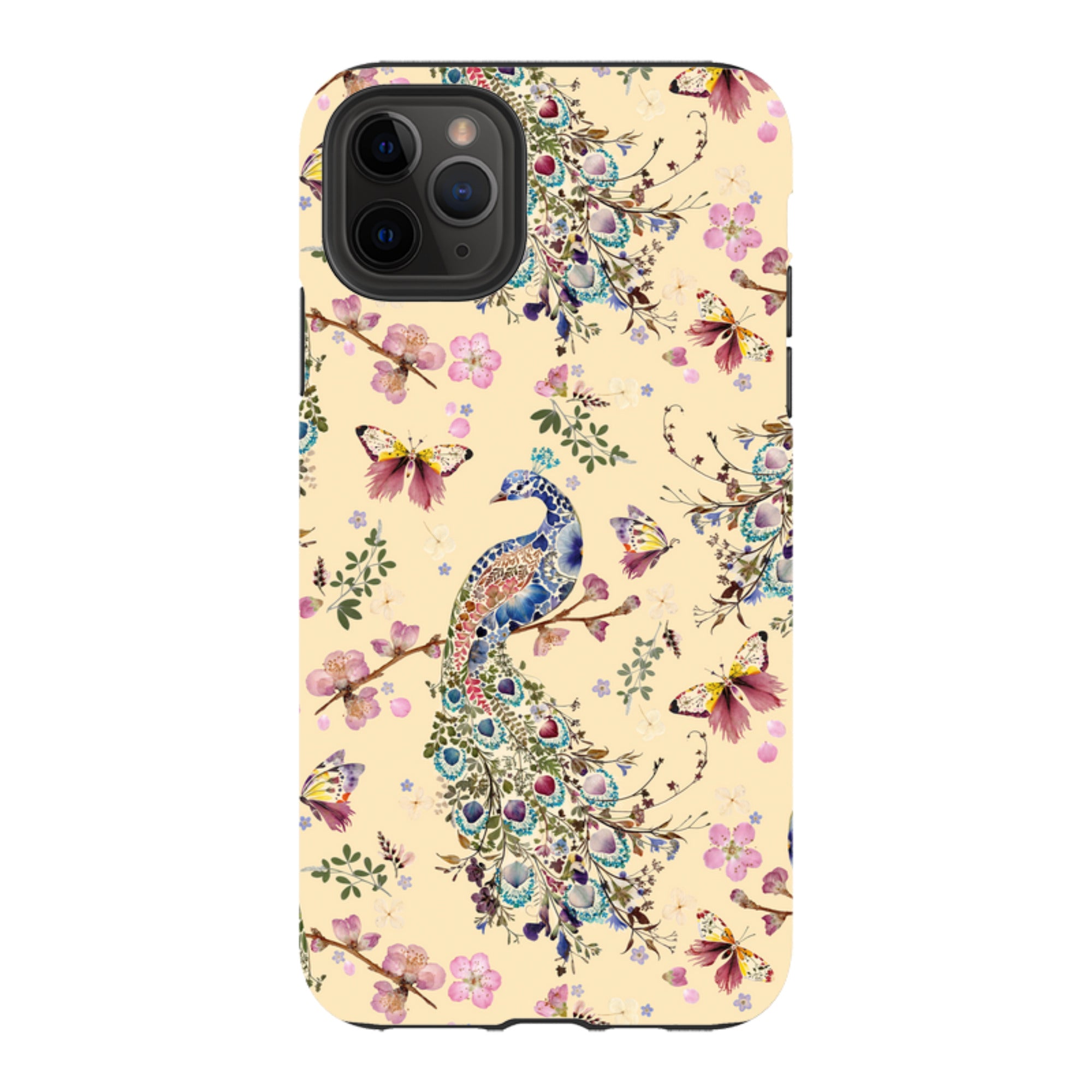 iPhone Tough Case - Peacock and Cherry Blossoms Lilly By Helen Ahpornsiri