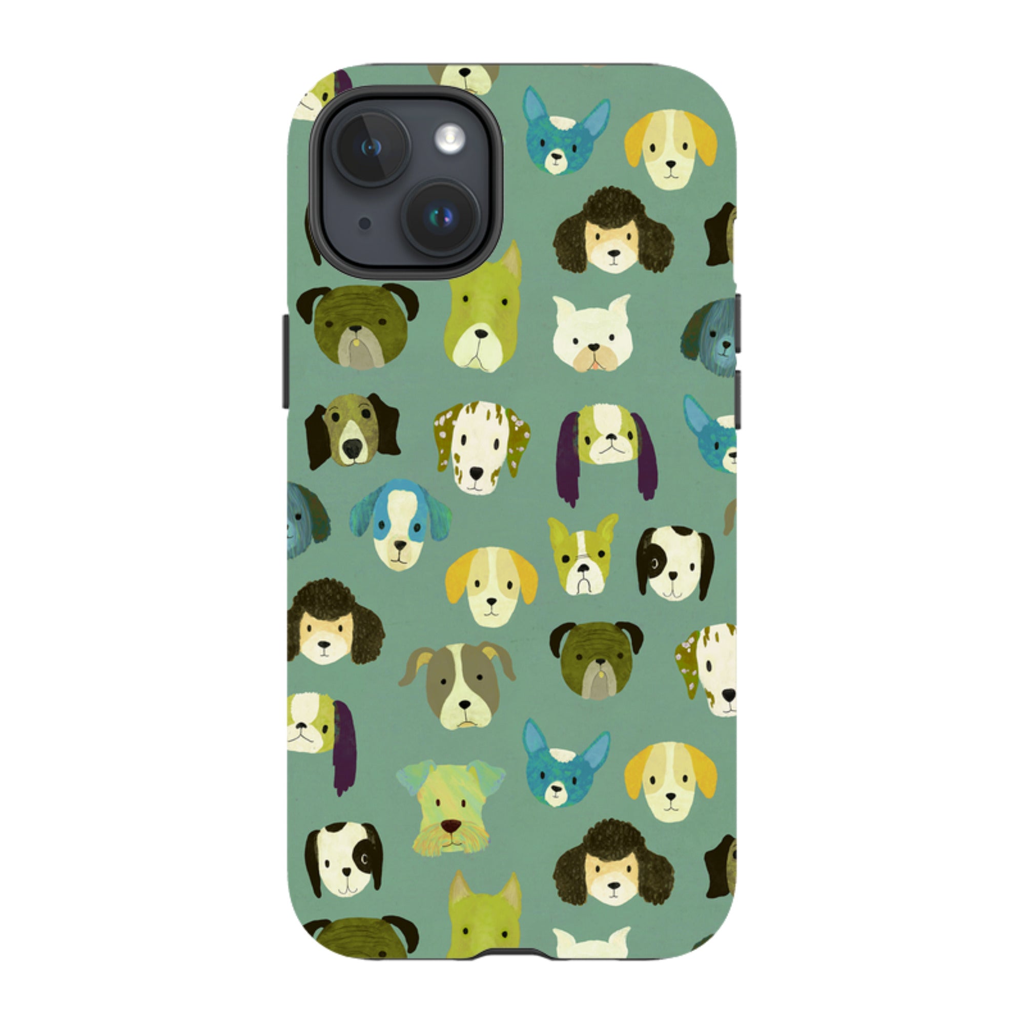 iPhone Tough Case - Dog Heads Green By Katherine Quinn