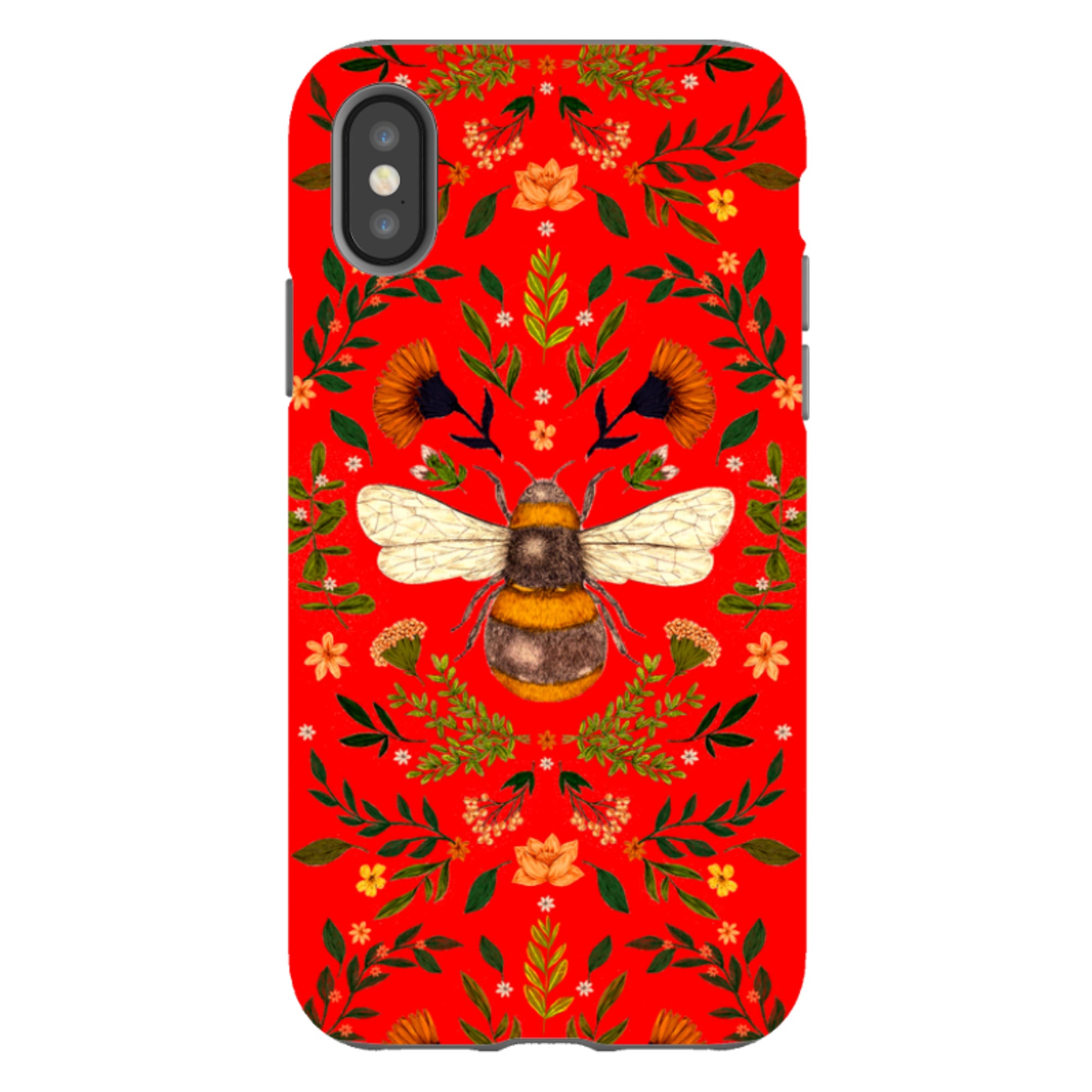 iPhone Tough Case - Botanical Bee Red By Jade Mosinski